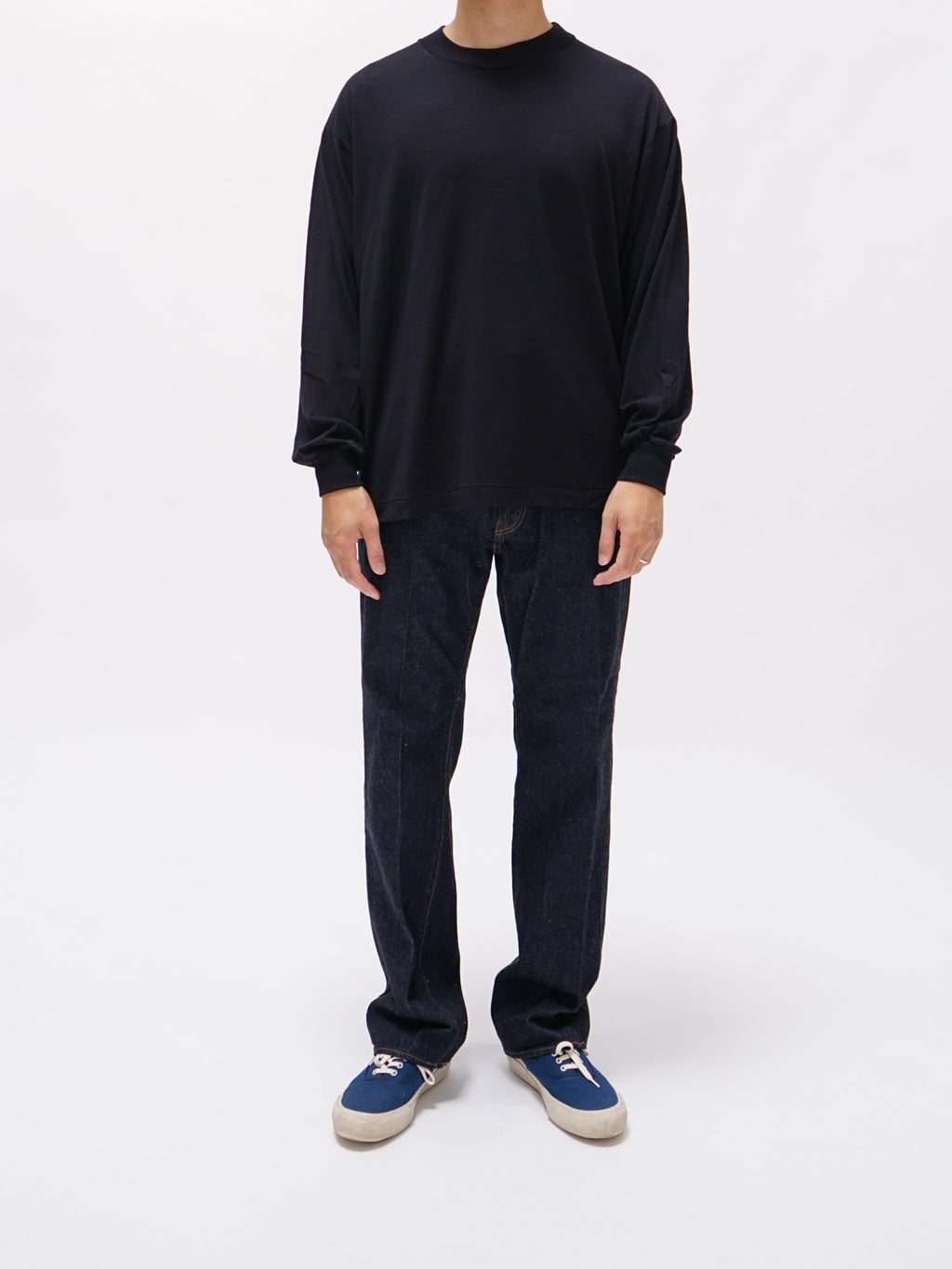 Namu Shop - Kaptain Sunshine Super Soft Washable Merino Tenjiku L/S Tee - Navy