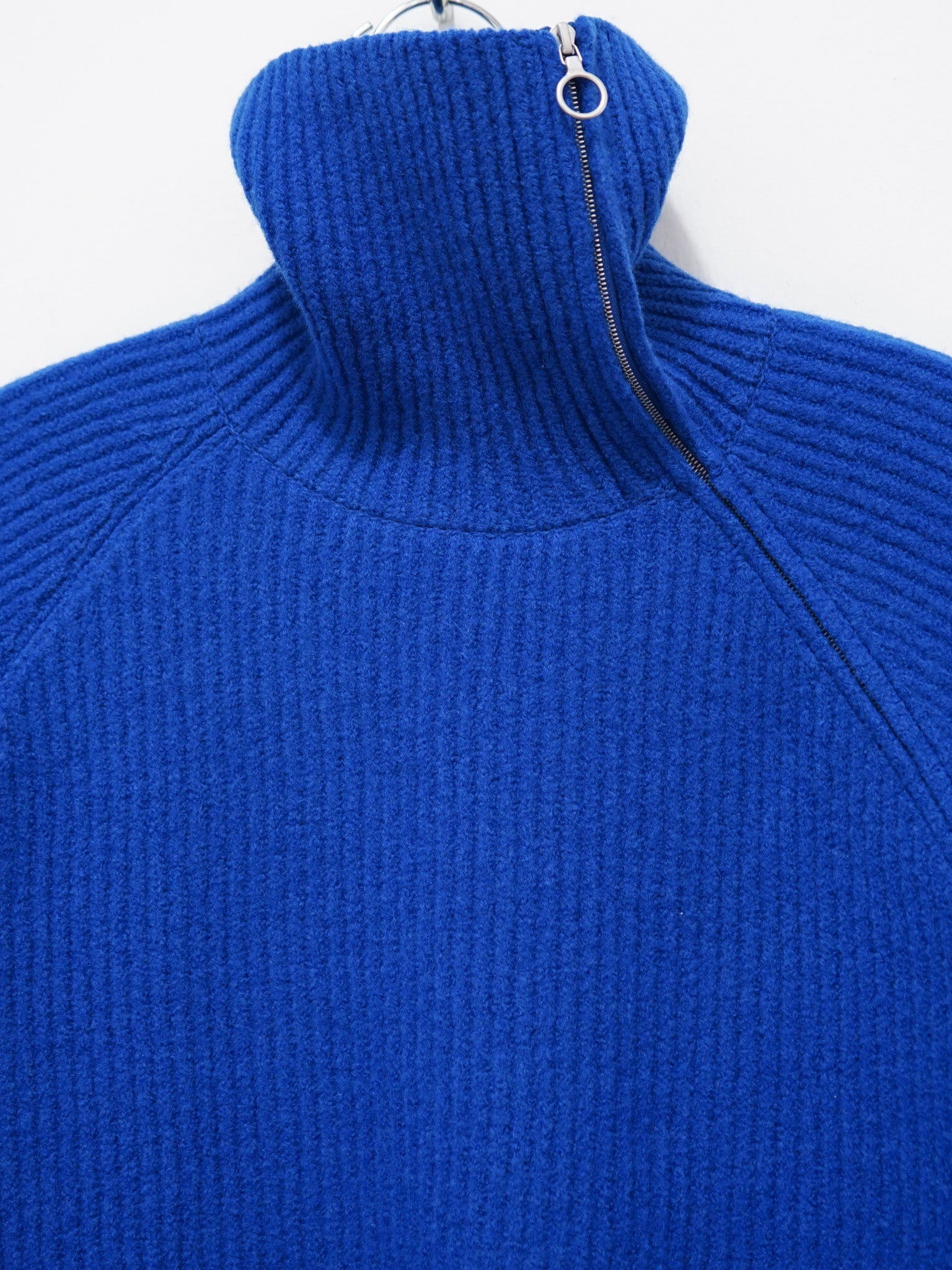 Namu Shop - Auralee Milled French Merino Rib Knit Zip Pullover - Royal Blue