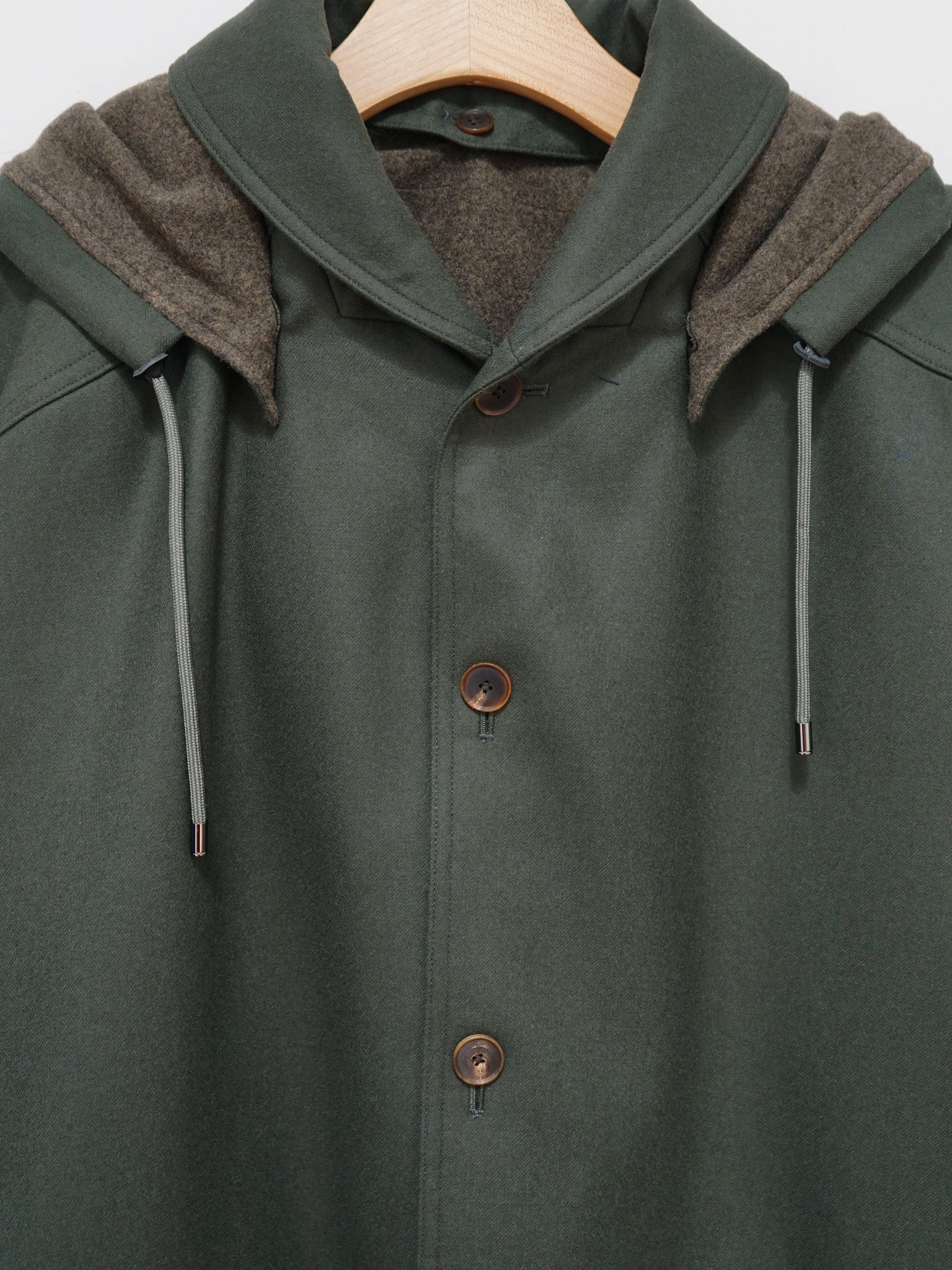 Namu Shop - Auralee Light Melton Hooded Liner Coat - Dark Olive