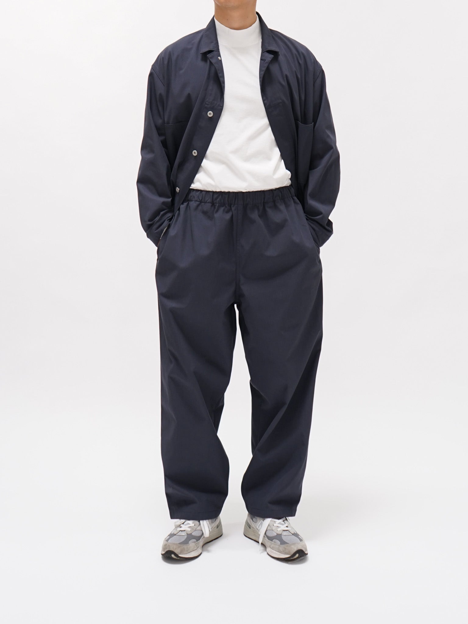 Namu Shop - Y Organic Cotton Recycle Poly Twill Tapered Easy Trousers - Navy