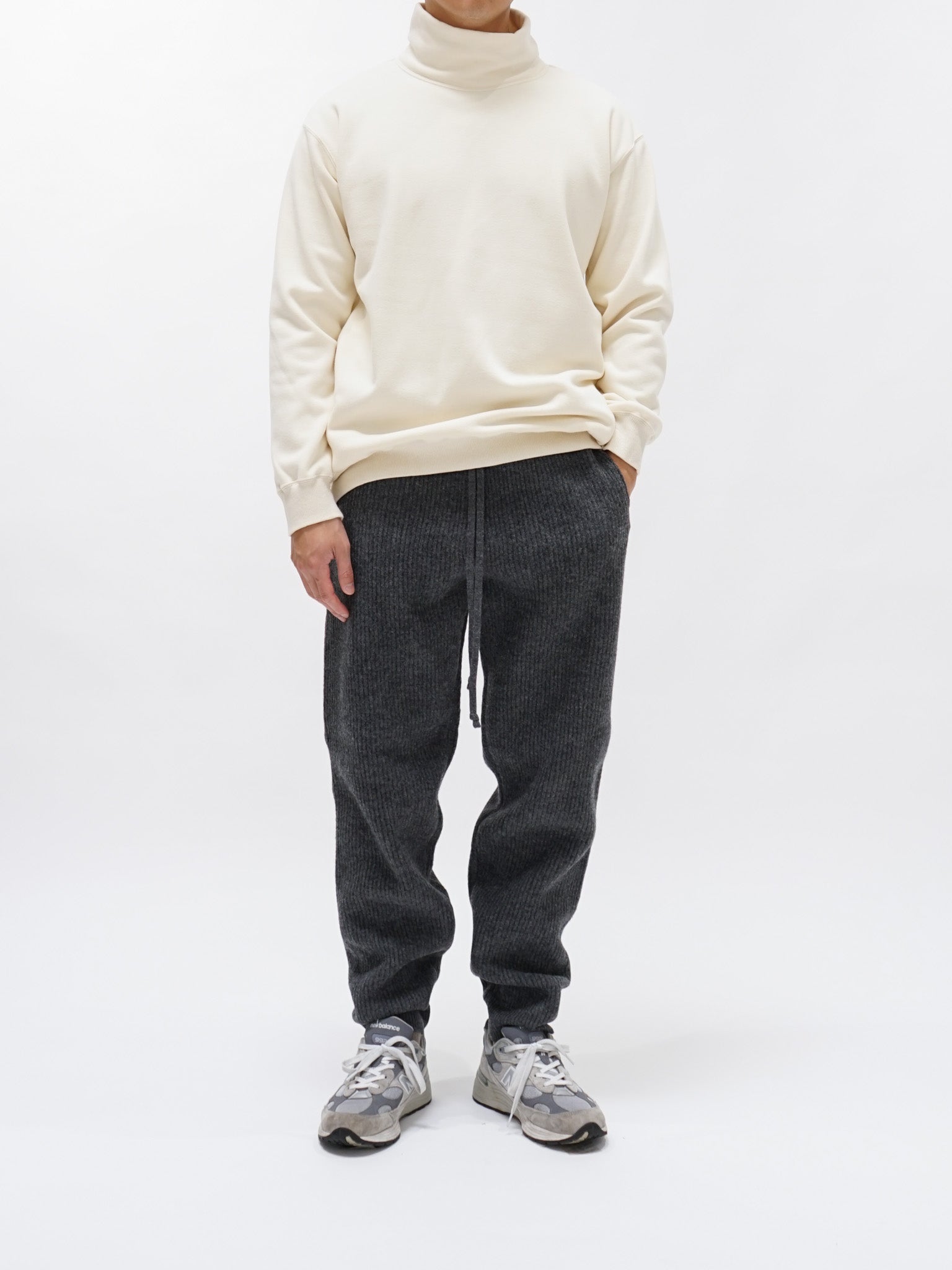 Namu Shop - Auralee Milled French Merino Rib Knit Pants - Charcoal Gray