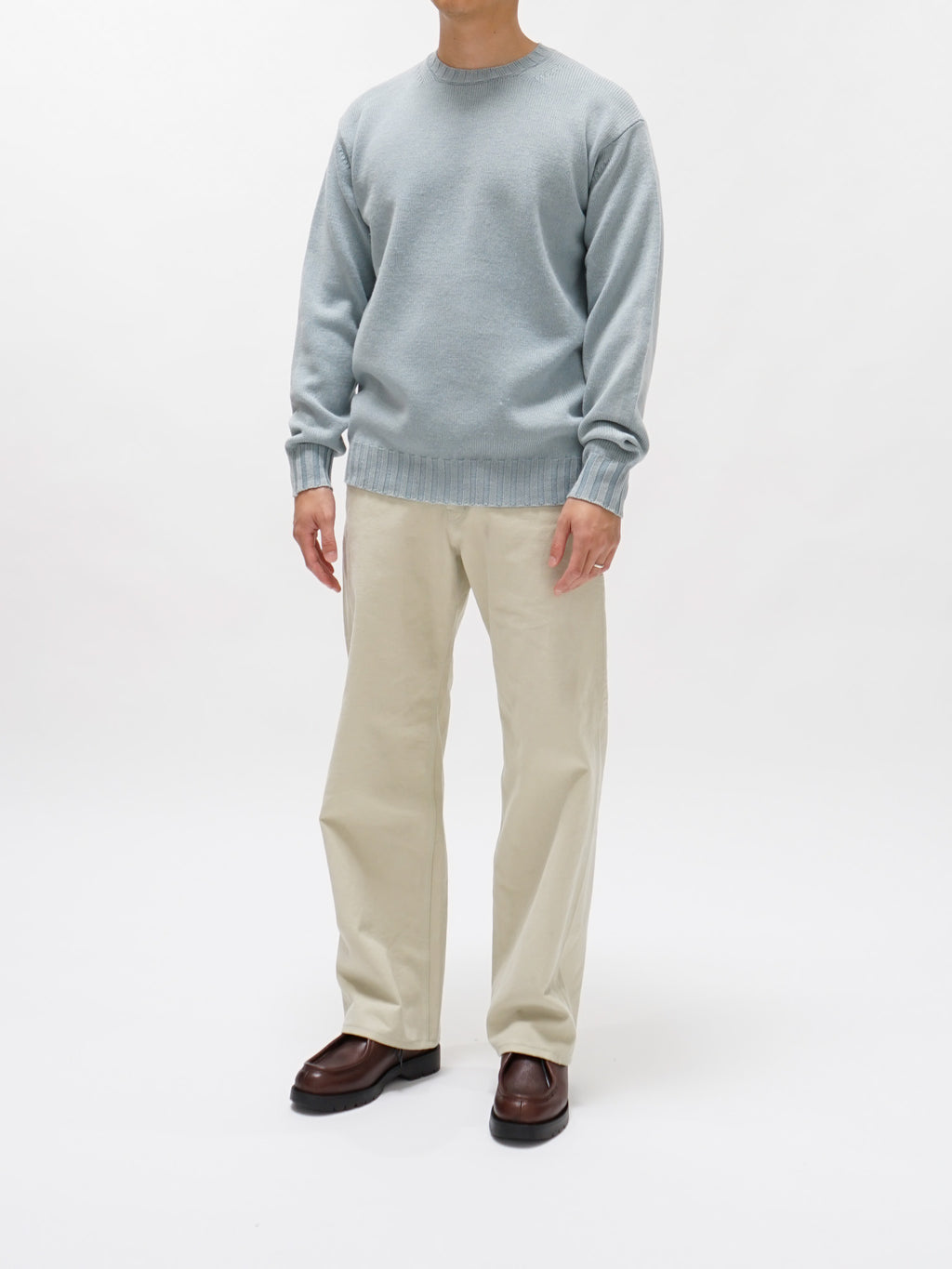 Namu Shop - Auralee Washed French Merino Knit P/O - Light Blue