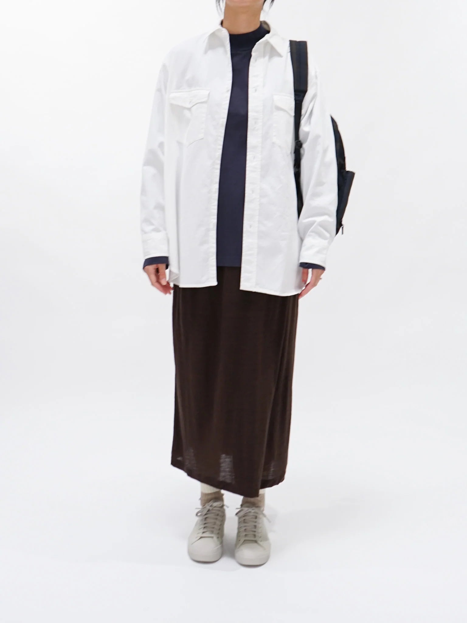 Namu Shop - Unfil Superfine Merino Plain Jersey Skirt - Dark Brown