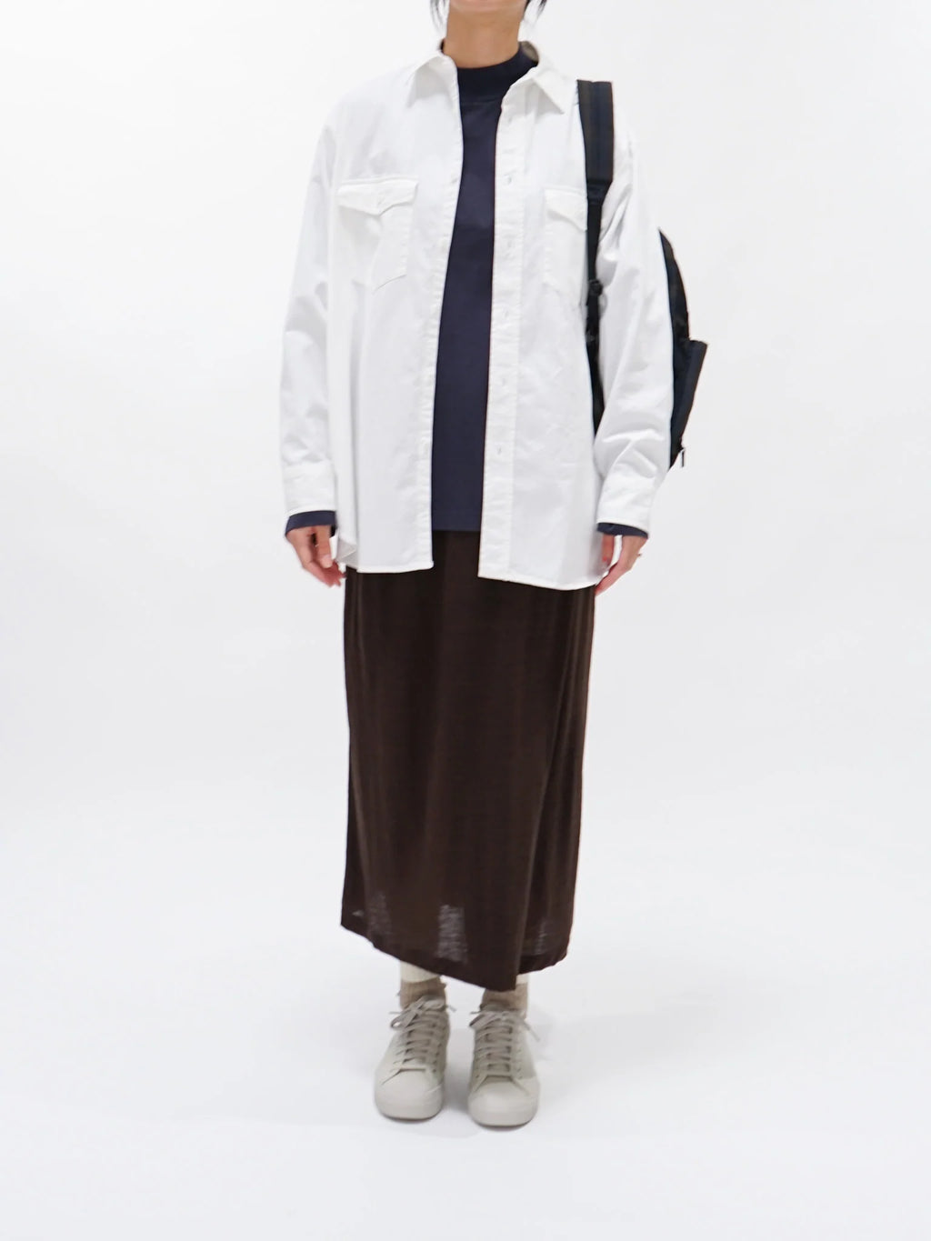 Namu Shop - Unfil Superfine Merino Plain Jersey Skirt - Dark Brown
