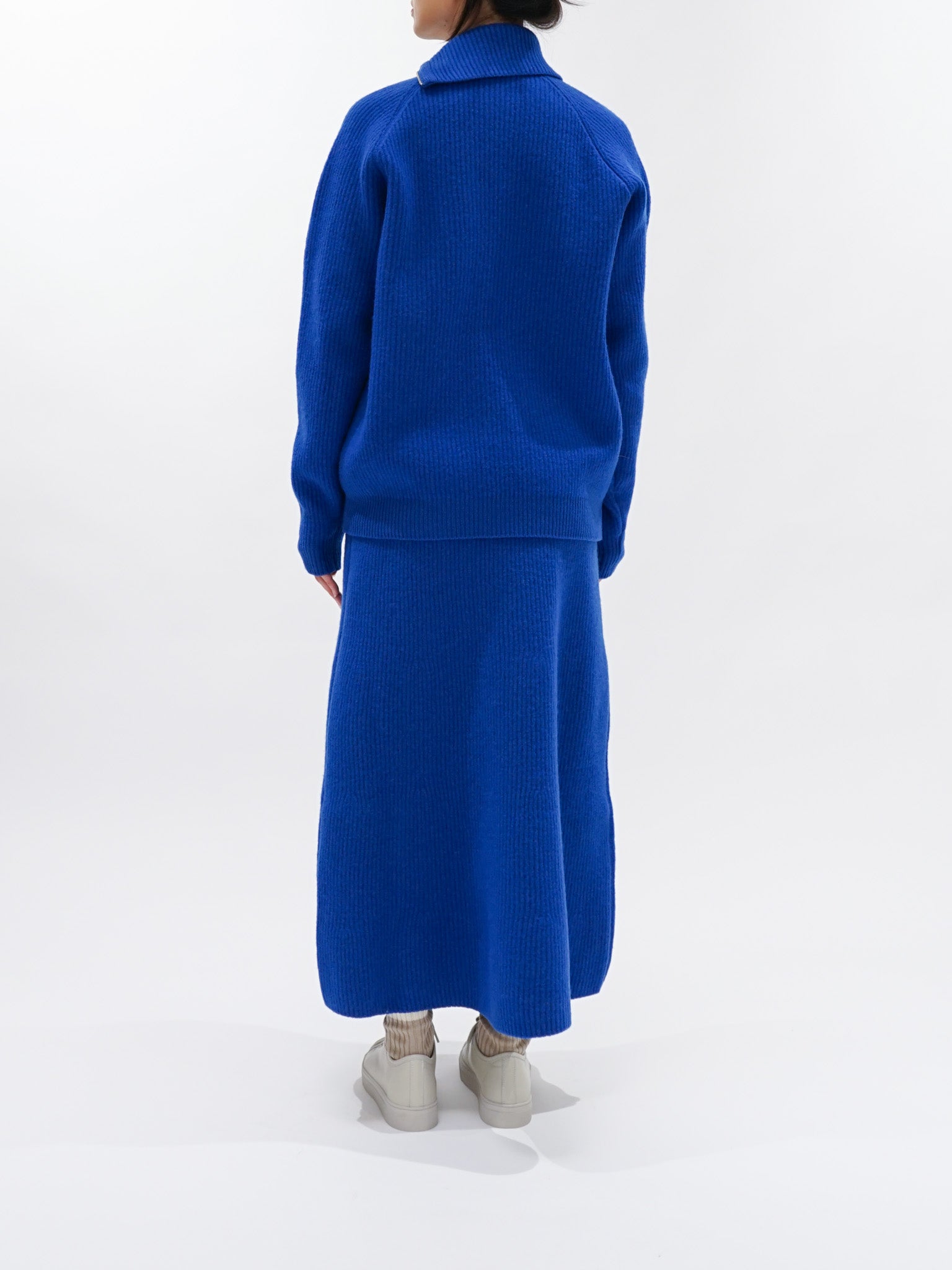 Namu Shop - Auralee Milled French Merino Rib Knit Zip Pullover - Royal Blue