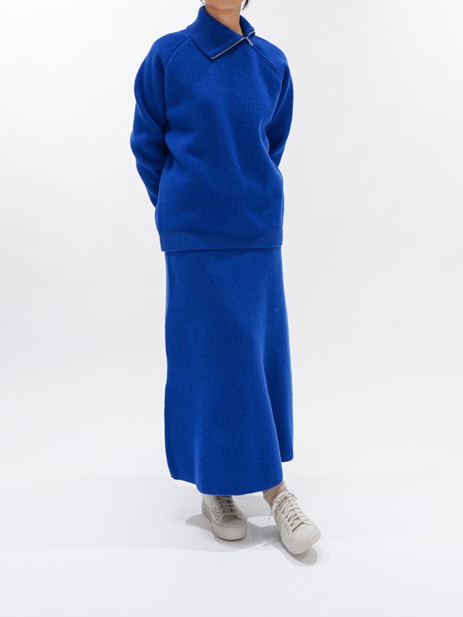 Namu Shop - Auralee Milled French Merino Rib Knit Flare Skirt - Royal Blue