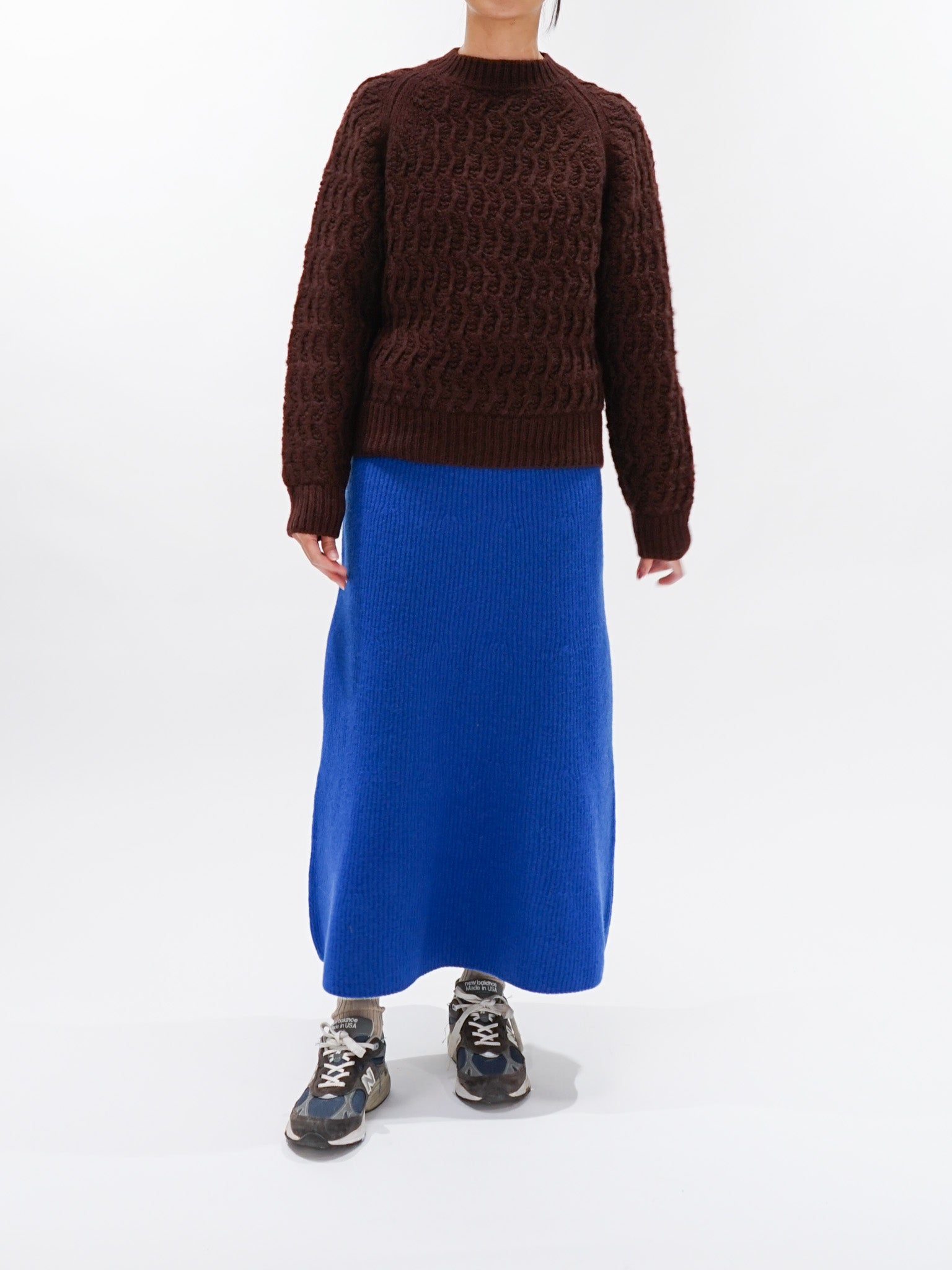 Namu Shop - Auralee Milled French Merino Rib Knit Flare Skirt - Royal Blue