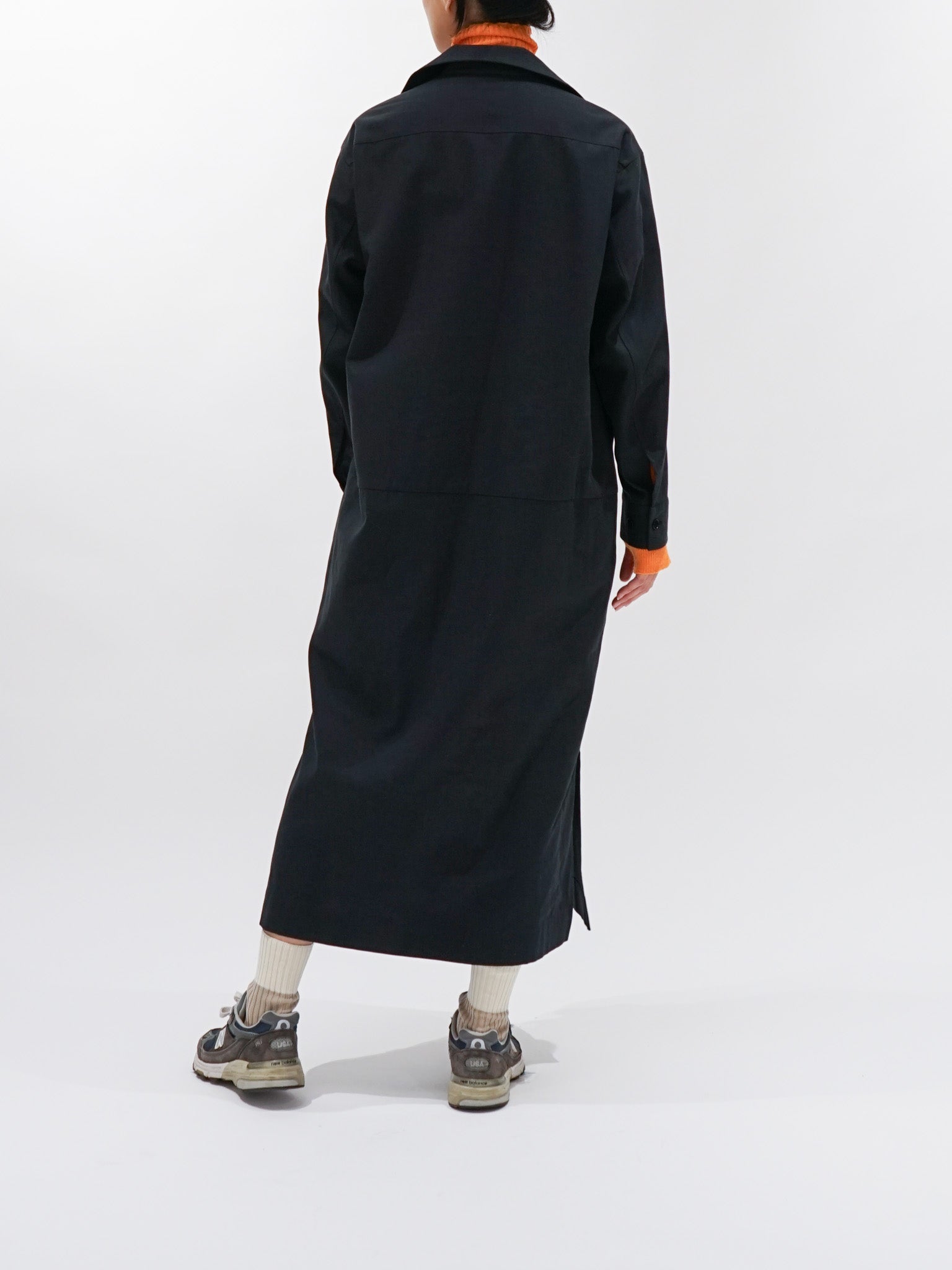Namu Shop - Yleve Cotton Linen High Twist Gabardine Tunic Dress - Navy