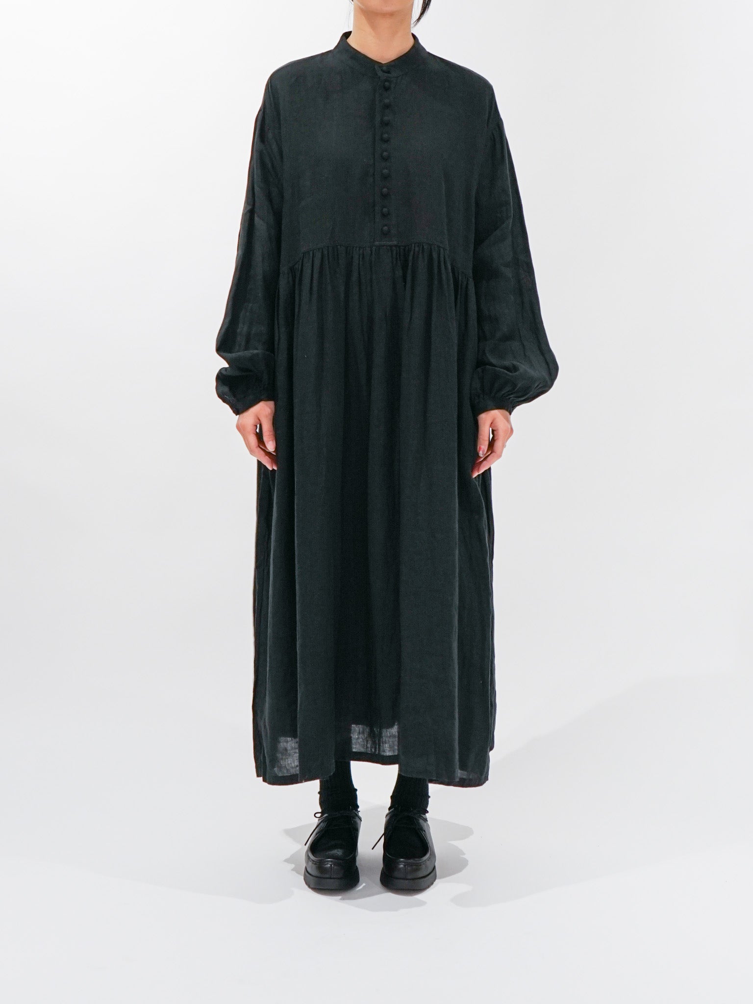 Namu Shop - Ichi Antiquites French Linen Dress - Black