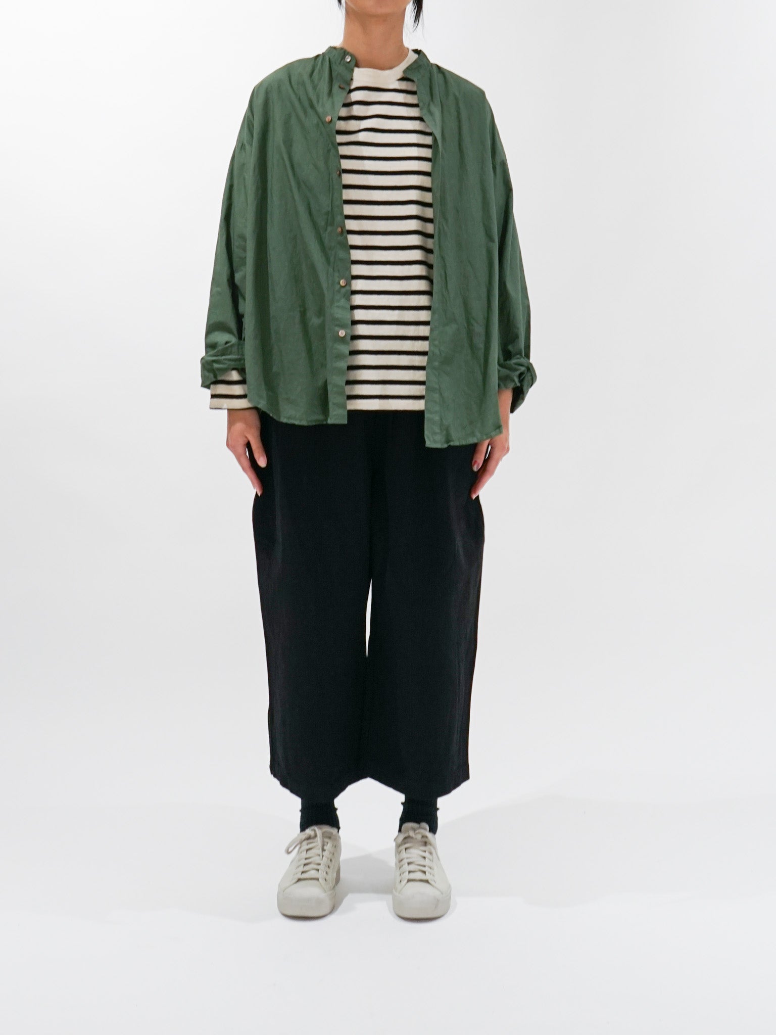 Namu Shop - Ichi Antiquites Striped Pullover Knit - Natural x Black