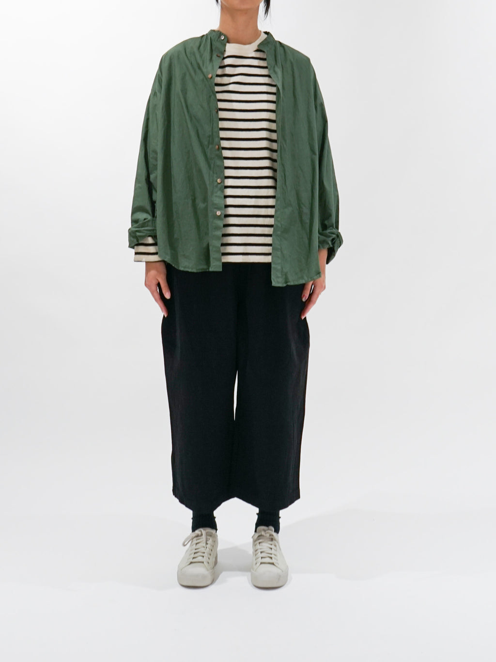 Namu Shop - Ichi Antiquites Striped Pullover Knit - Natural x Black