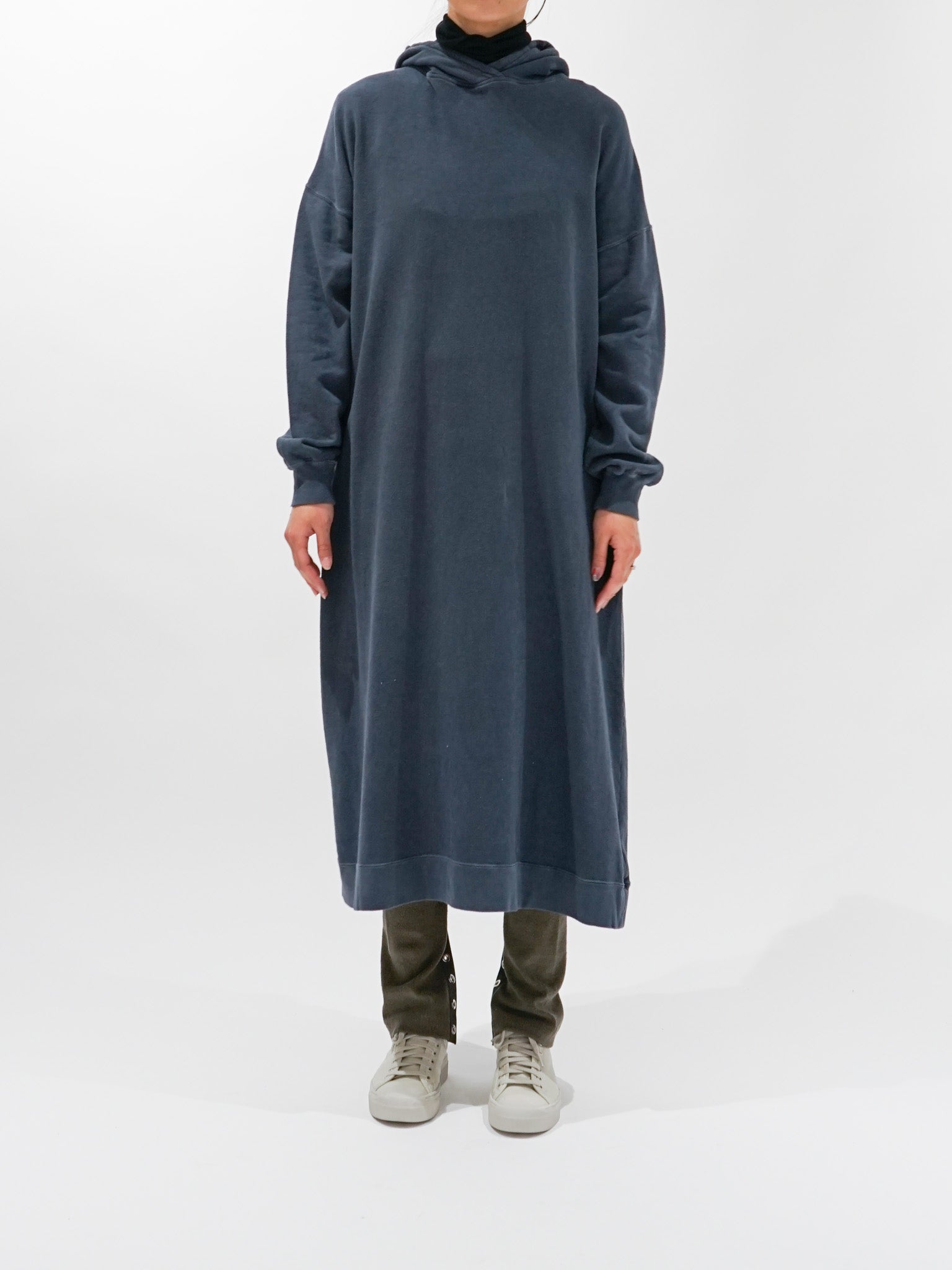 Namu Shop - Ichi Antiquites Pigment Dyed French Terry Hoodie Dress - Navy