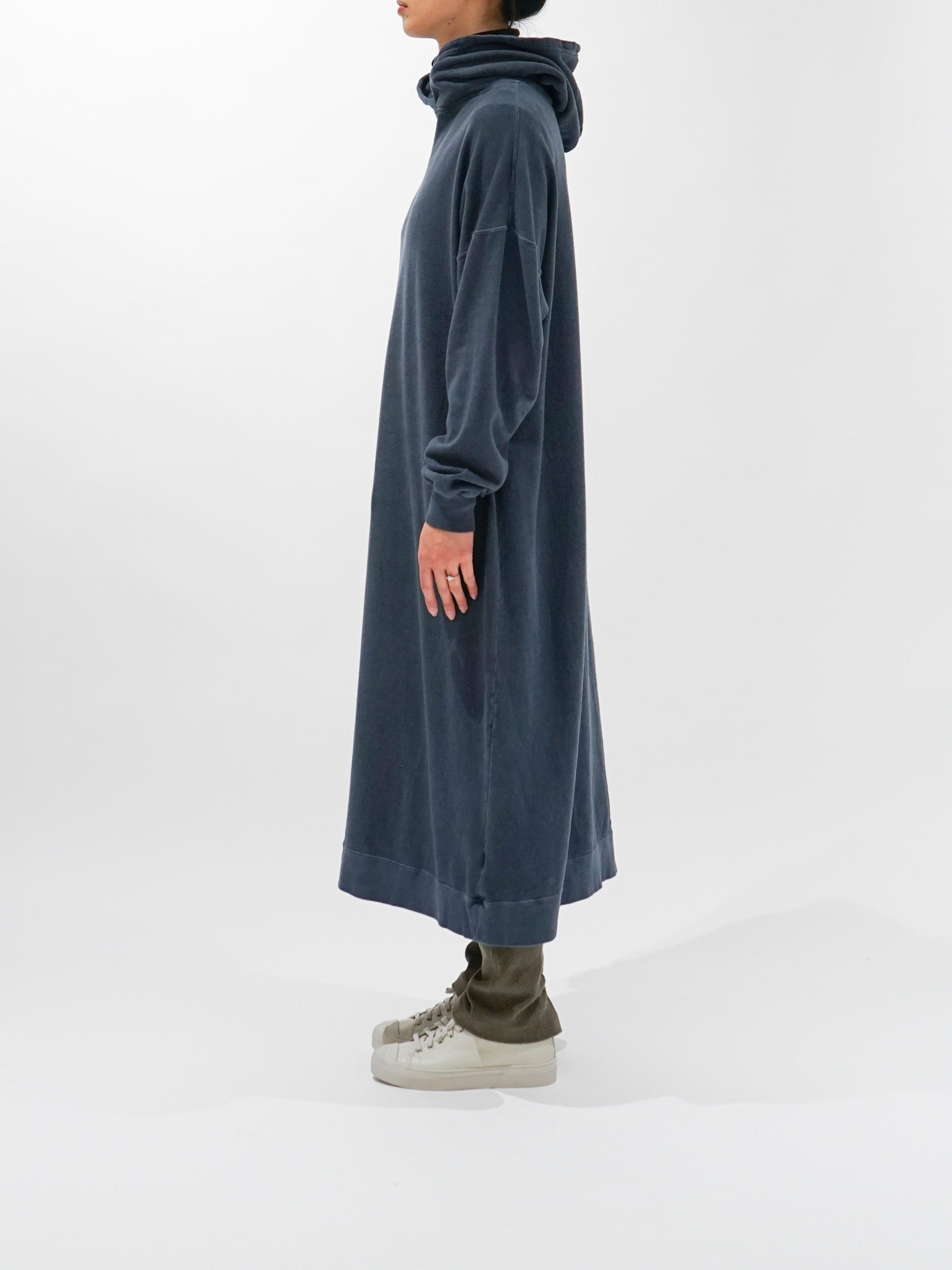 Namu Shop - Ichi Antiquites Pigment Dyed French Terry Hoodie Dress - Navy