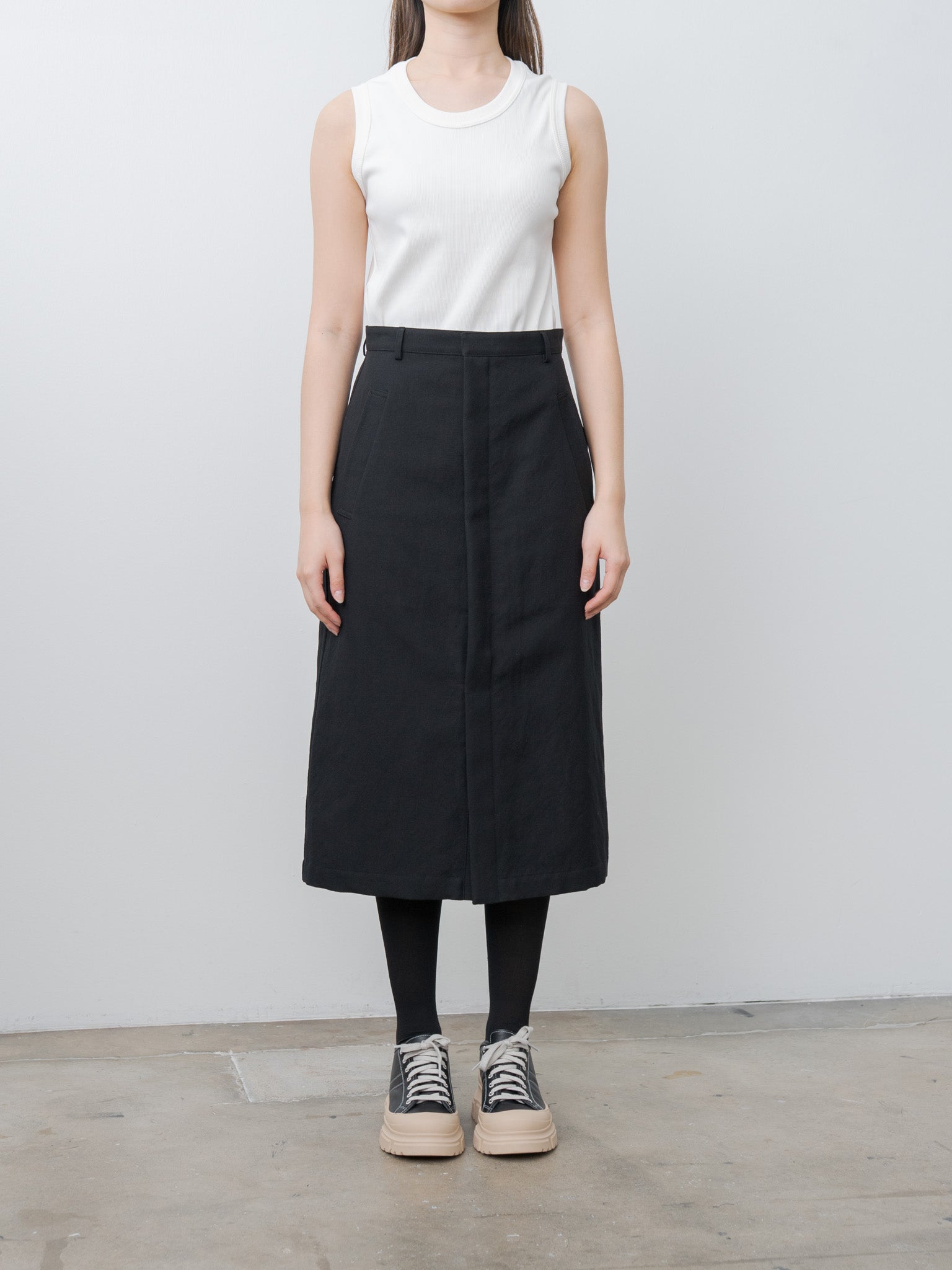 Namu Shop - Auralee Wool Cotton Linen Ox Skirt - Black