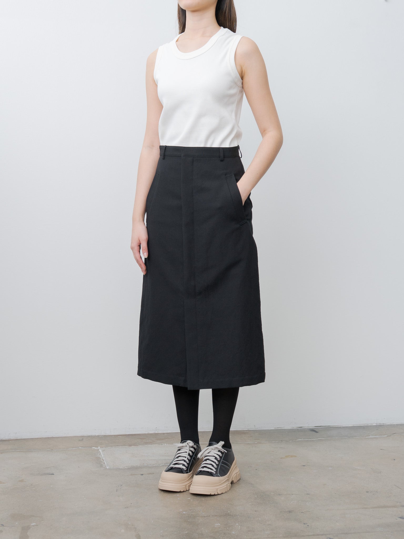 Namu Shop - Auralee Wool Cotton Linen Ox Skirt - Black