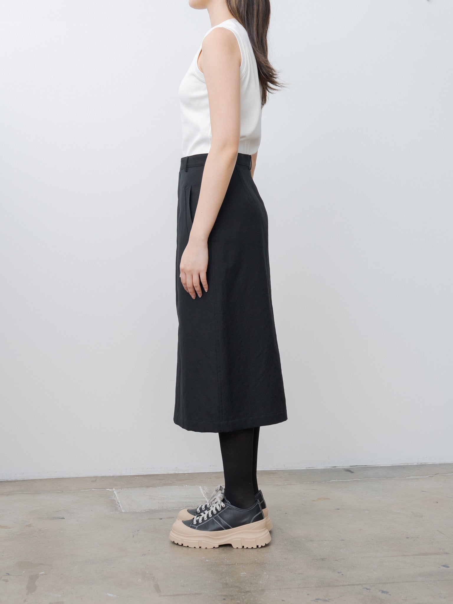 Namu Shop - Auralee Wool Cotton Linen Ox Skirt - Black