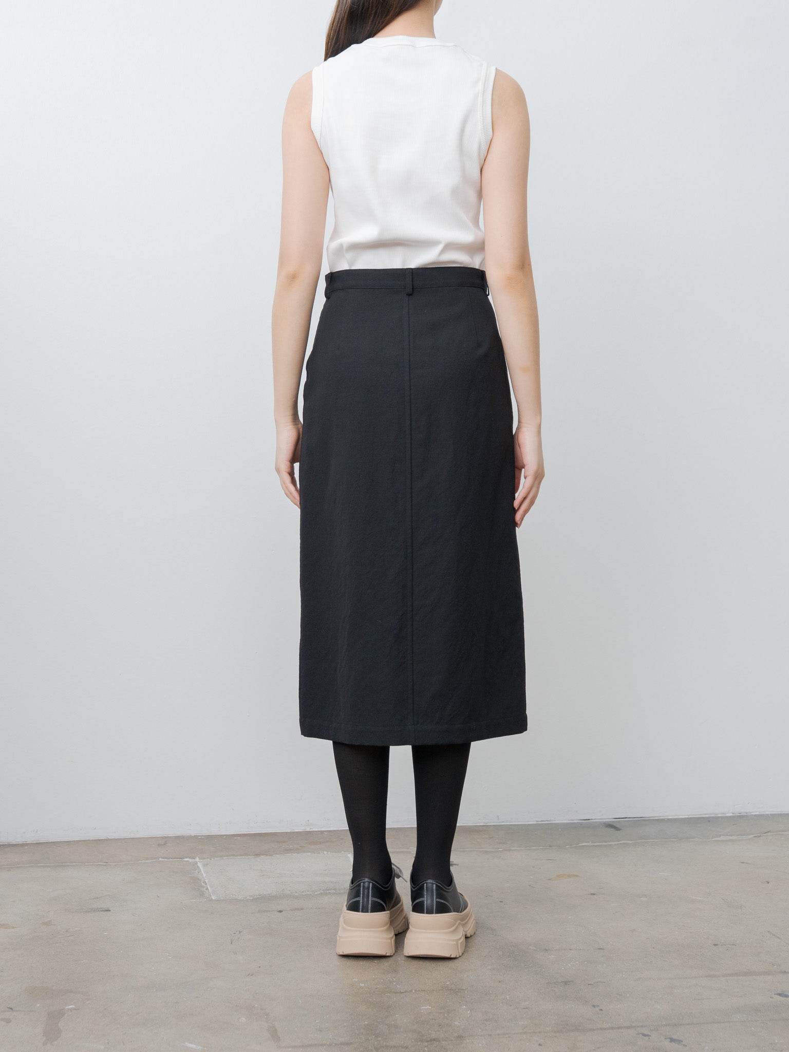 Namu Shop - Auralee Wool Cotton Linen Ox Skirt - Black