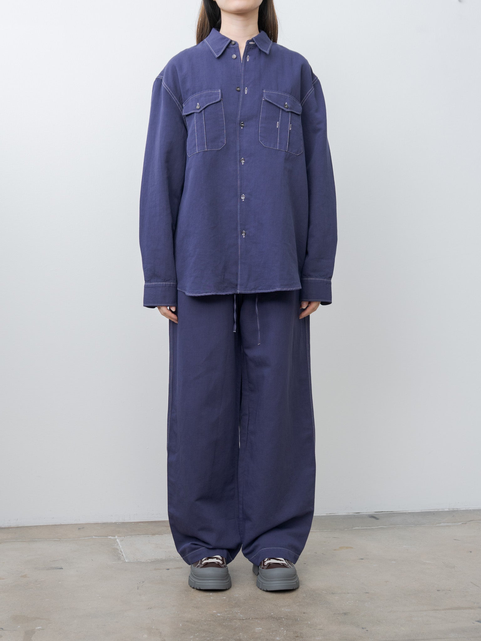 Namu Shop - Studio Nicholson LOURO Utility Pocket Shirt - Indigo