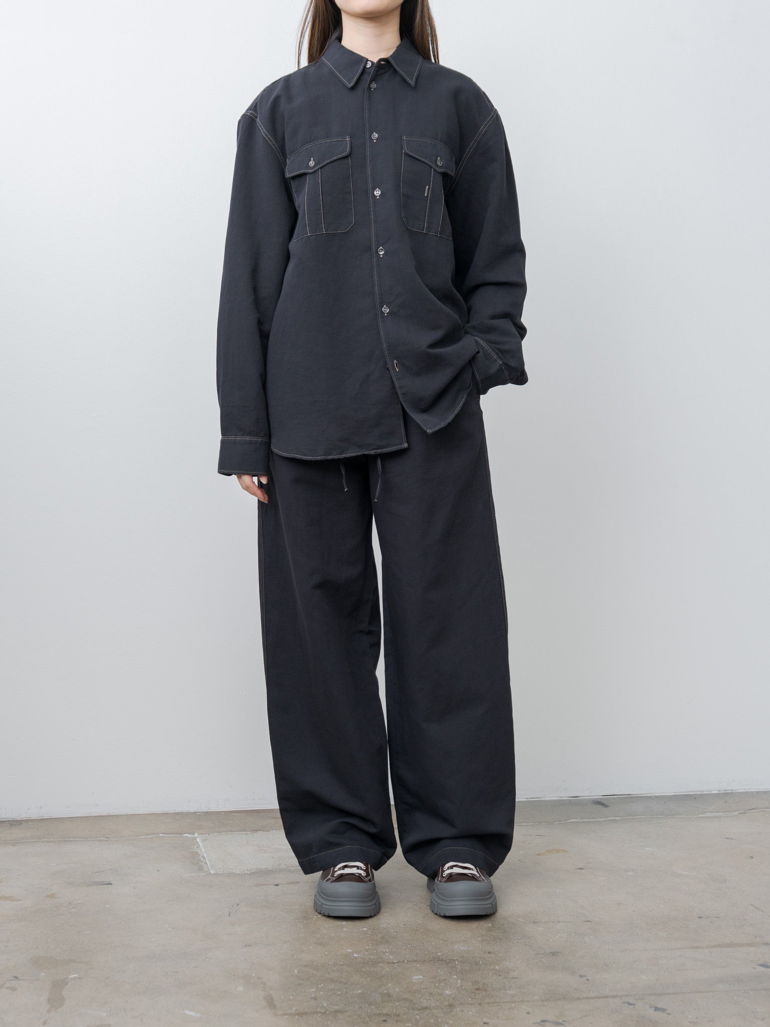 Namu Shop - Studio Nicholson SONNY Drawstring Pants - Black Grape