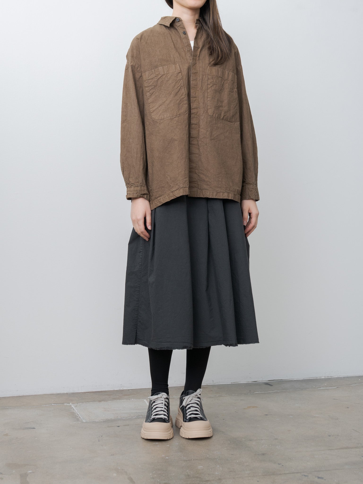 Namu Shop - Veritecoeur Tuck Skirt - Gray