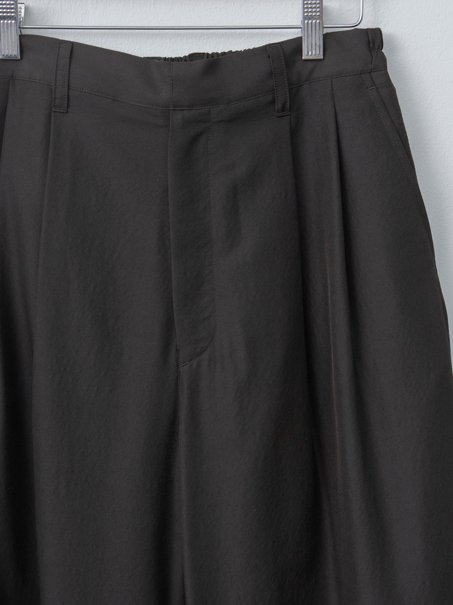 Namu Shop - ssstein Wool Silk Wide Easy Trousers - Dark Charcoal