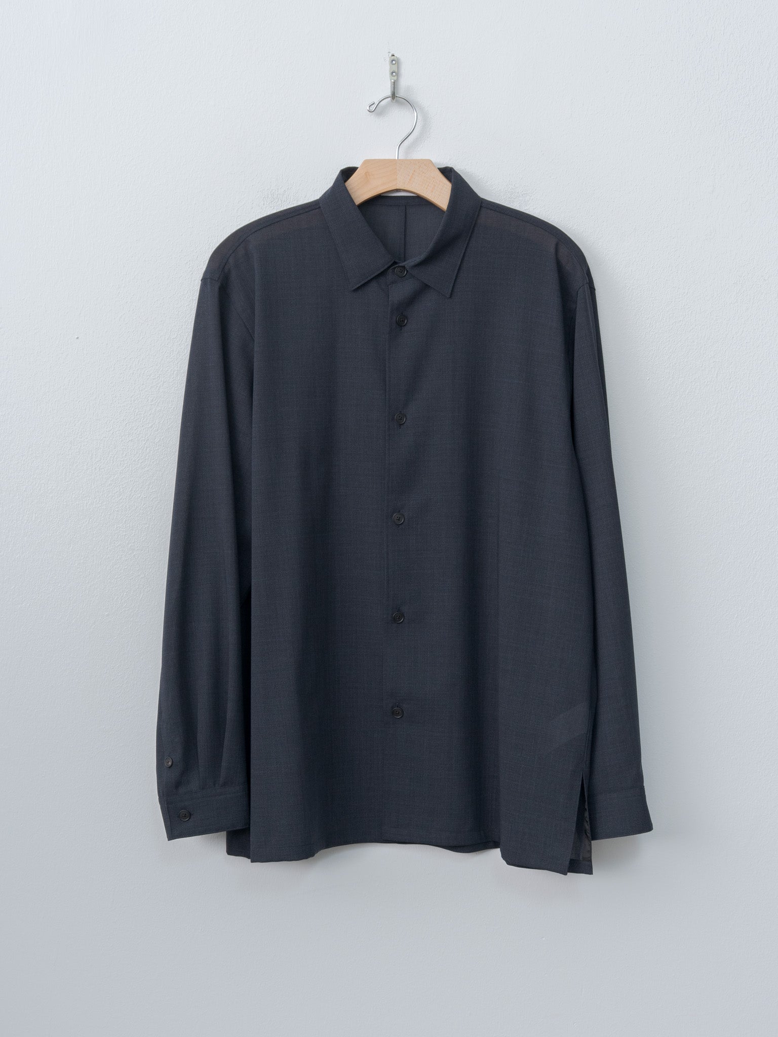 Namu Shop - Aton Twist Wool Gauze Loose Fit Shirt - Navy Top