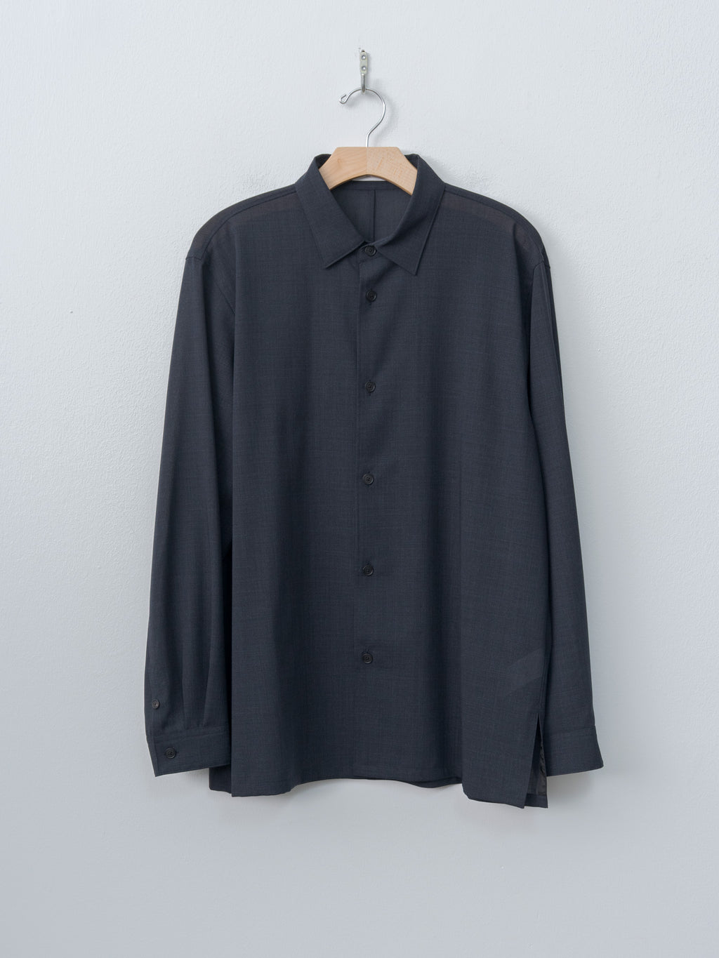 Namu Shop - Aton Twist Wool Gauze Loose Fit Shirt - Navy Top