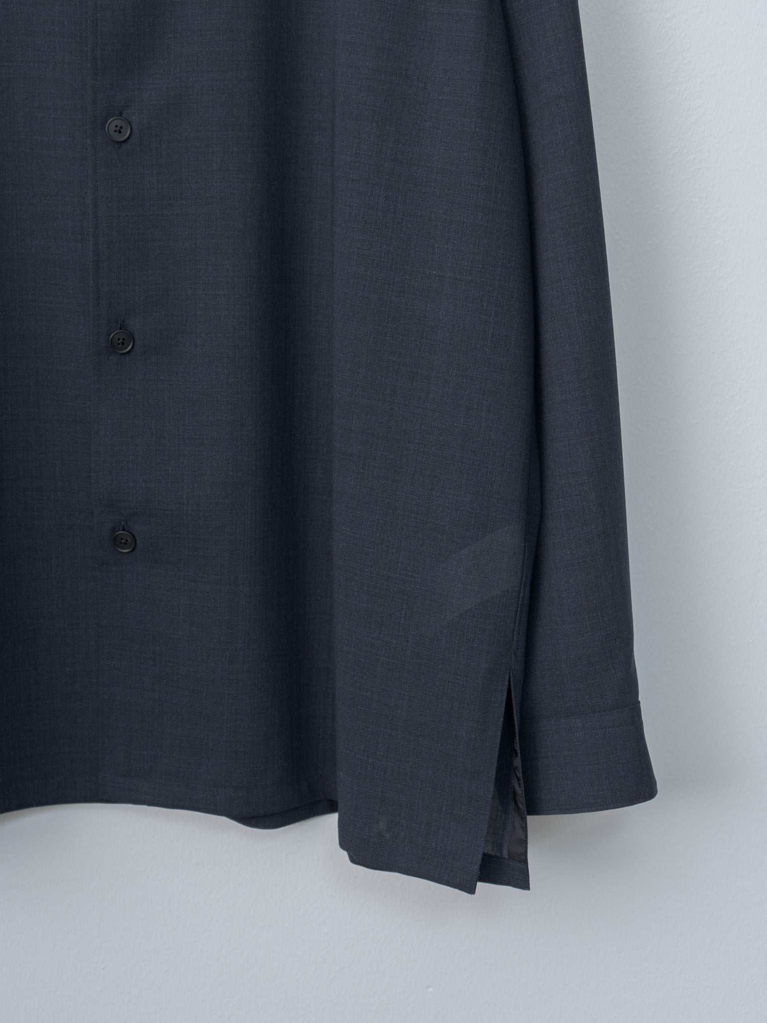Namu Shop - Aton Twist Wool Gauze Loose Fit Shirt - Navy Top