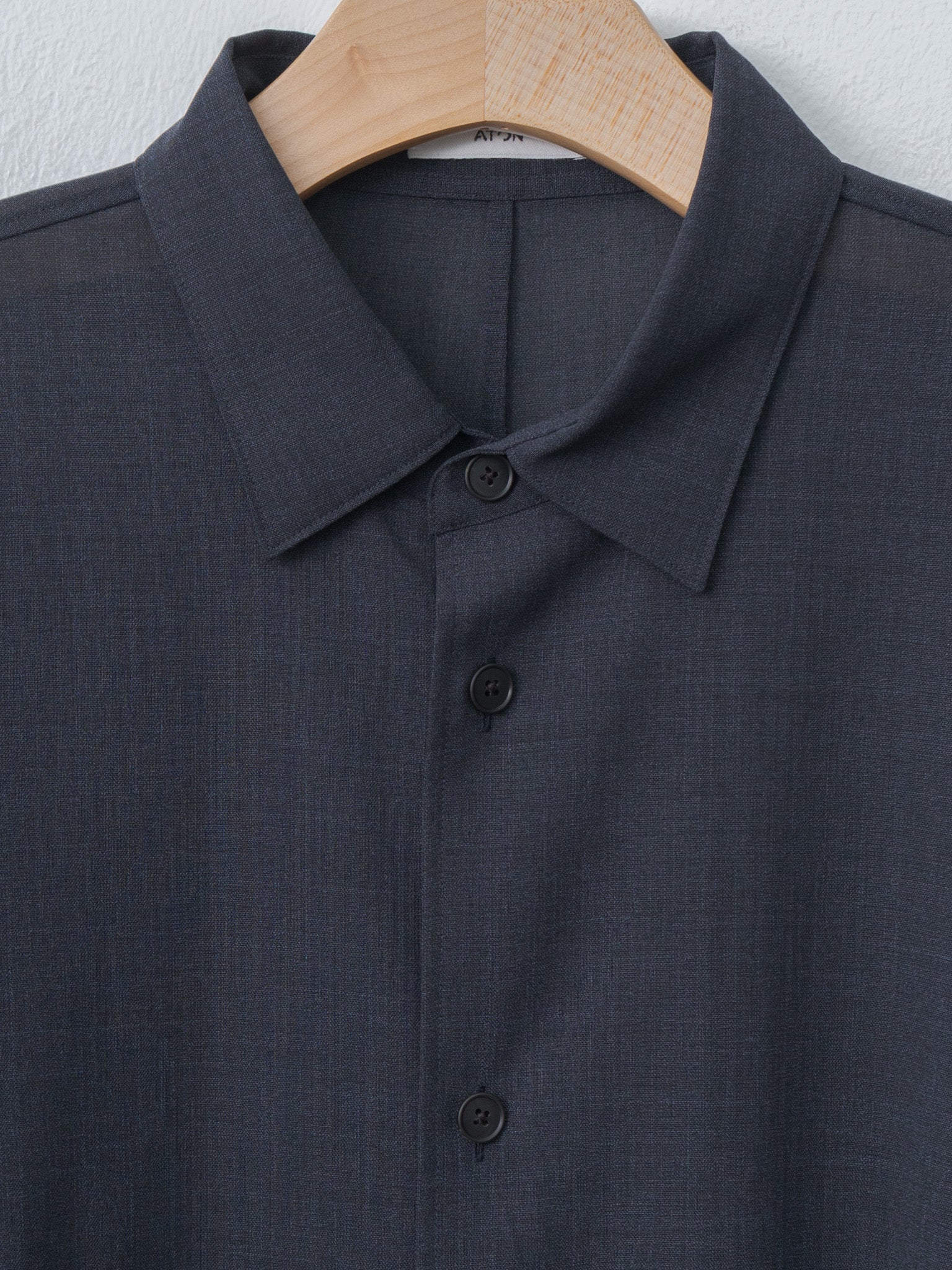 Namu Shop - Aton Twist Wool Gauze Loose Fit Shirt - Navy Top