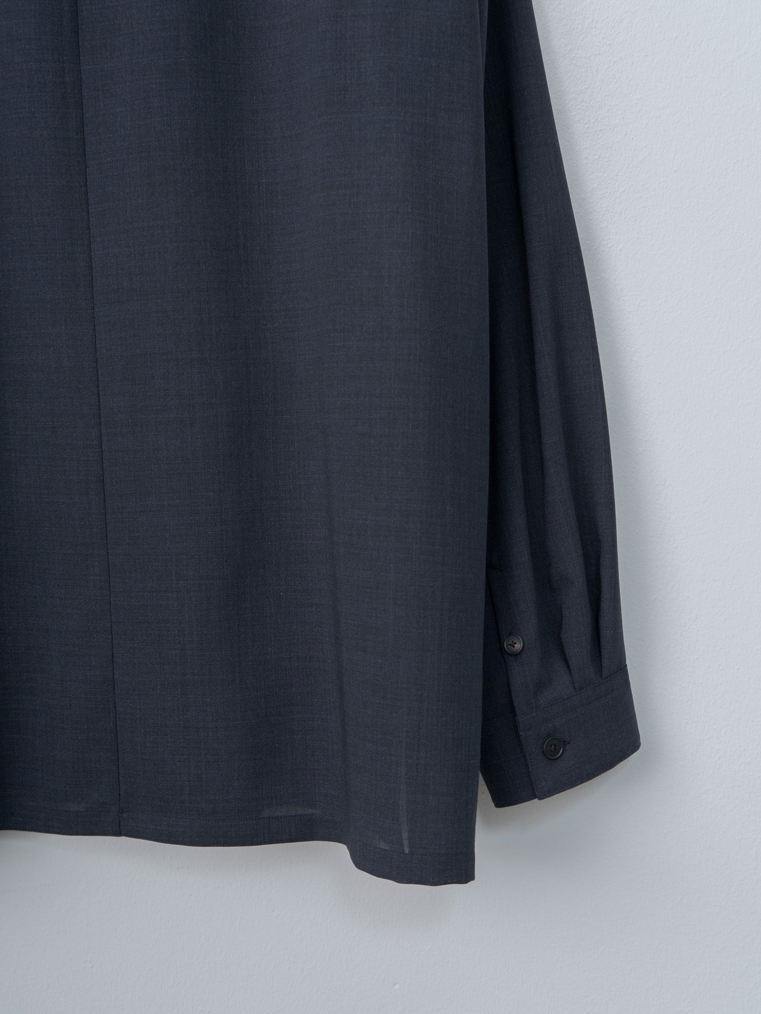 Namu Shop - Aton Twist Wool Gauze Loose Fit Shirt - Navy Top