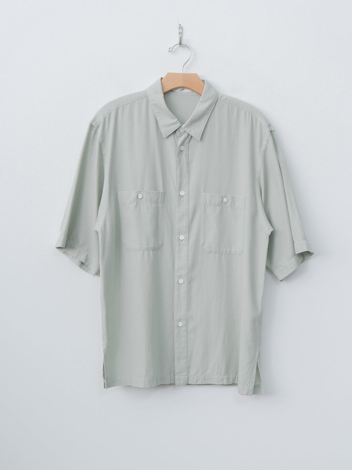 Namu Shop - Aton Cotton Silk Viera Loose Fit Half Sleeve Shirt - Green
