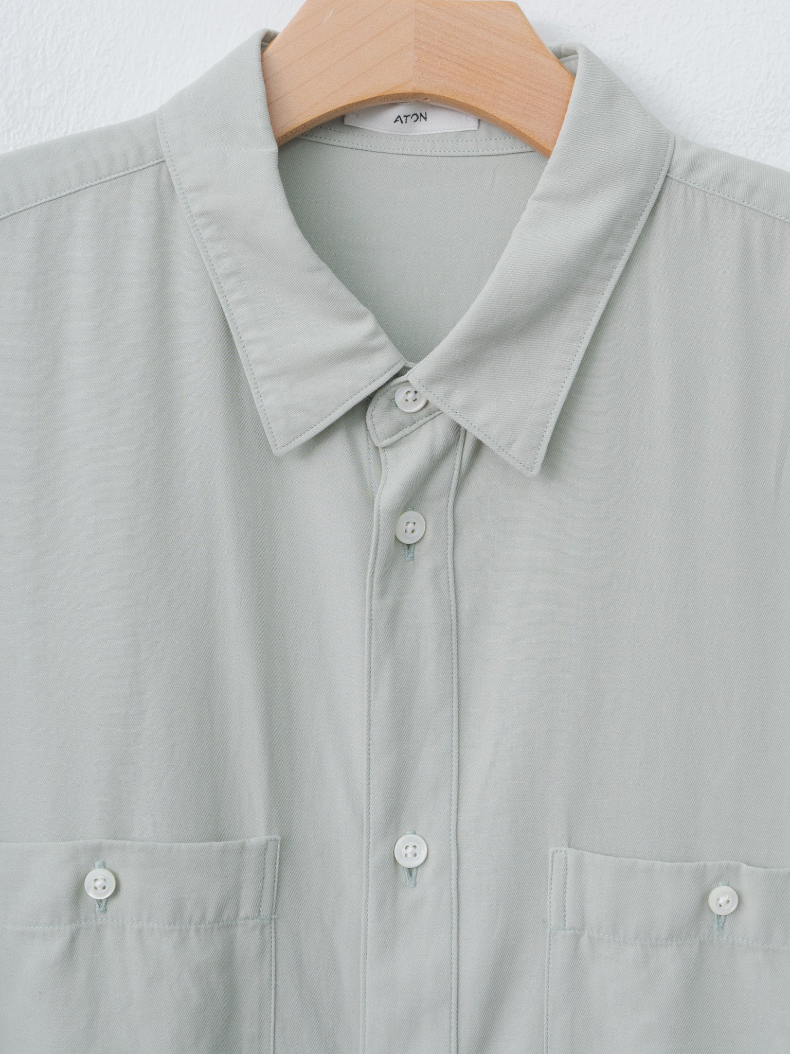 Namu Shop - Aton Cotton Silk Viera Loose Fit Half Sleeve Shirt - Green