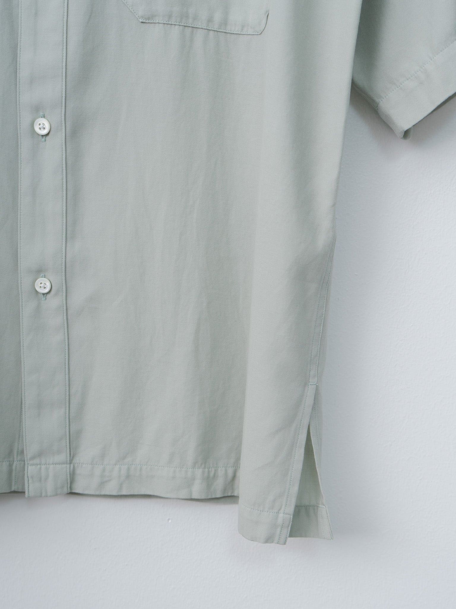 Namu Shop - Aton Cotton Silk Viera Loose Fit Half Sleeve Shirt - Green