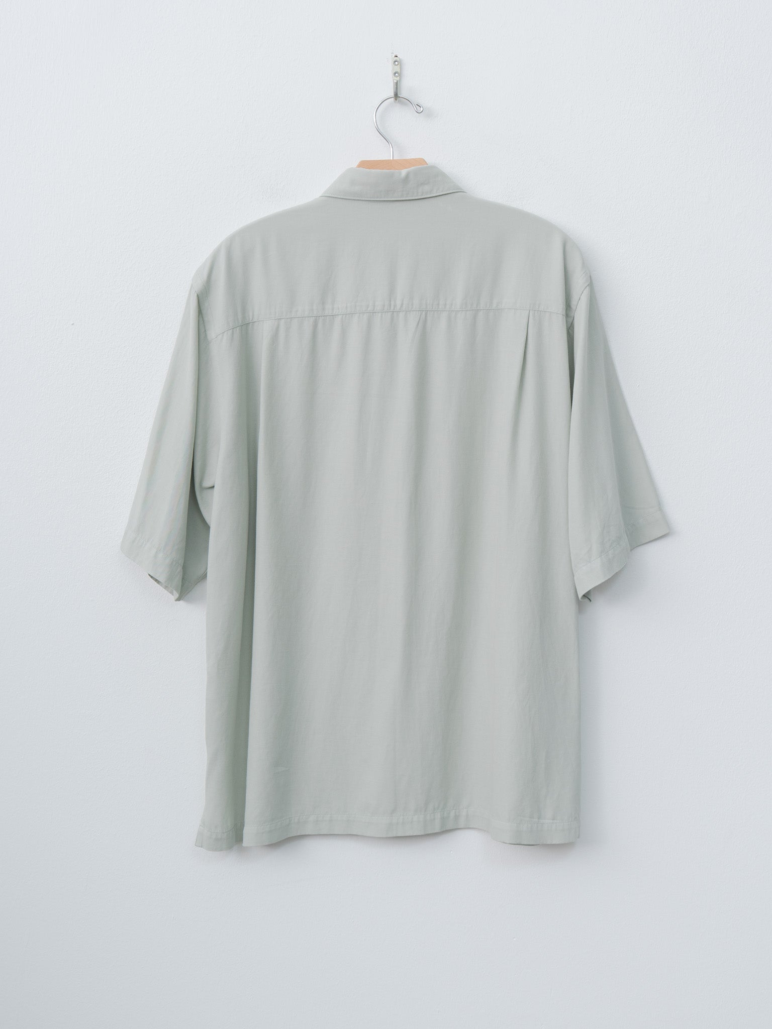 Namu Shop - Aton Cotton Silk Viera Loose Fit Half Sleeve Shirt - Green