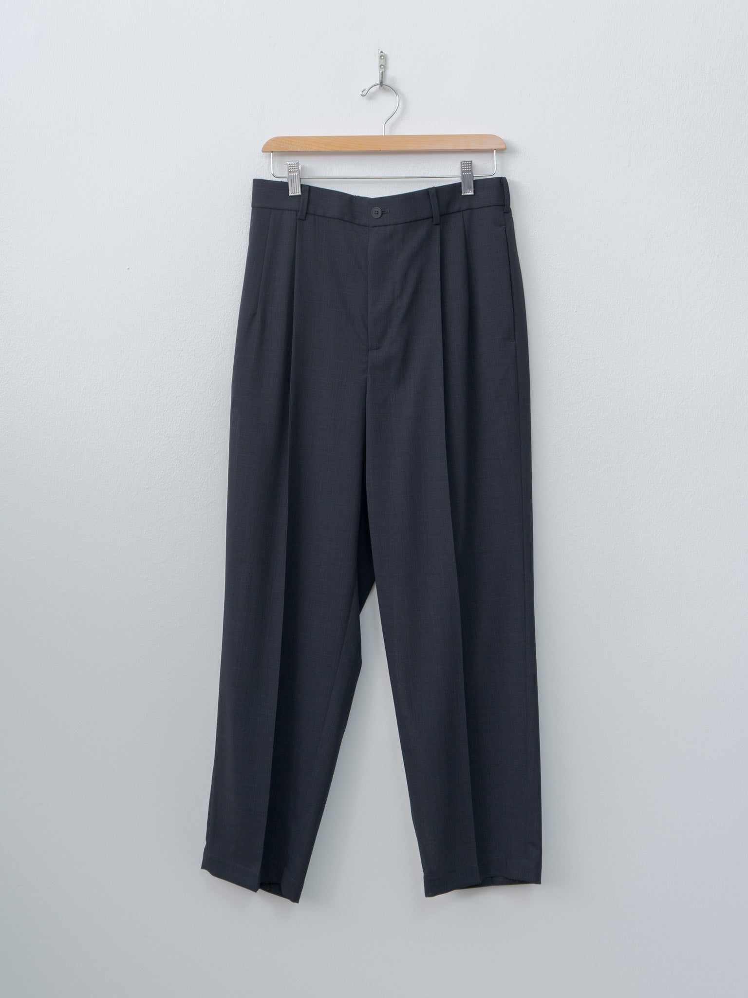 Namu Shop - Aton Twist Wool Gauze Two Tucked Easy Pants - Navy Top