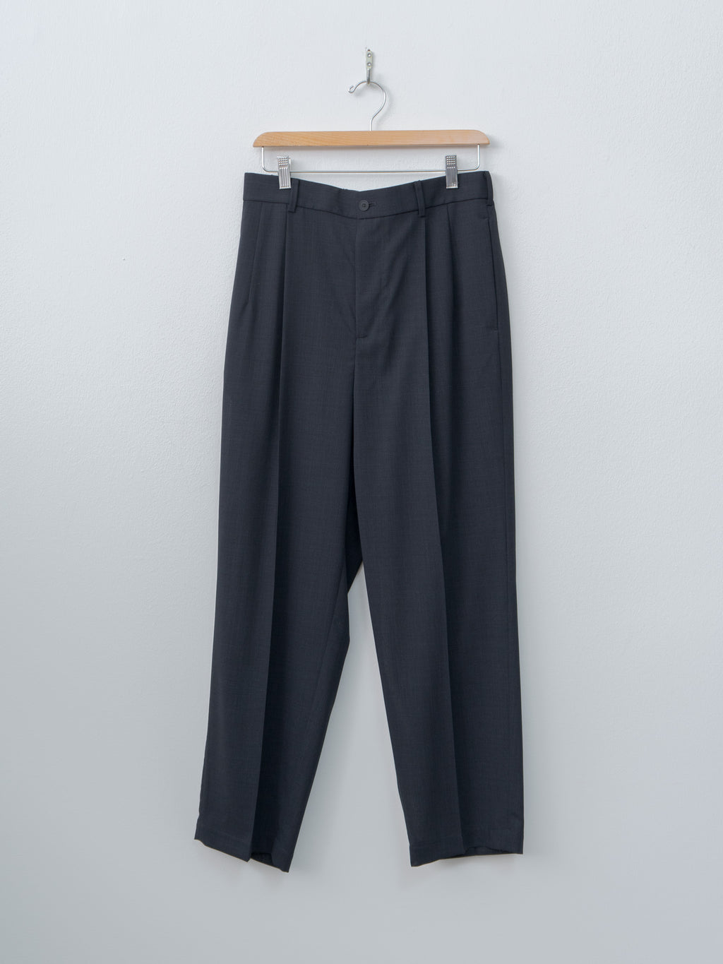 Namu Shop - Aton Twist Wool Gauze Two Tucked Easy Pants - Navy Top