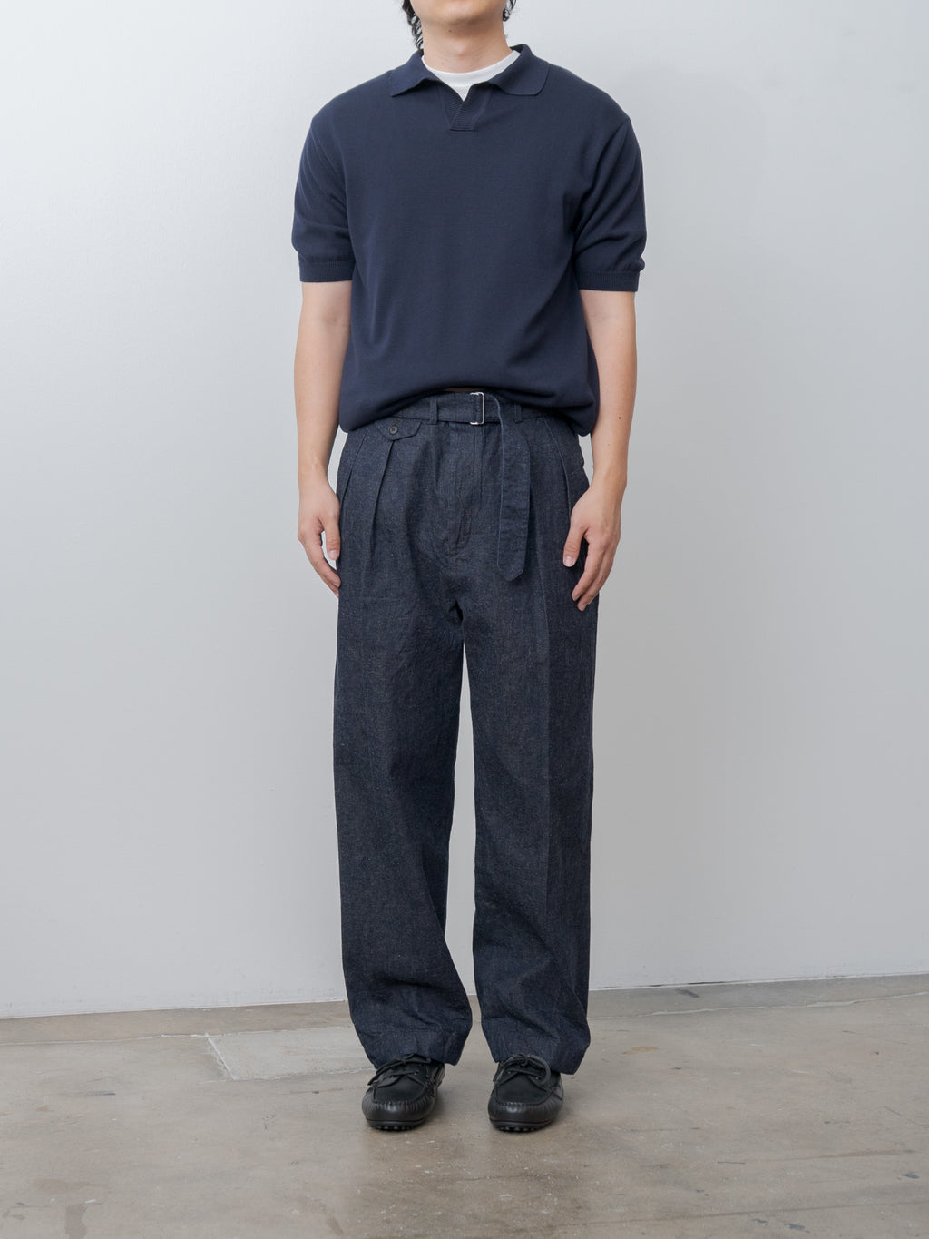 Namu Shop - Kaptain Sunshine Cotton Linen Denim Riviera Trousers - Indigo