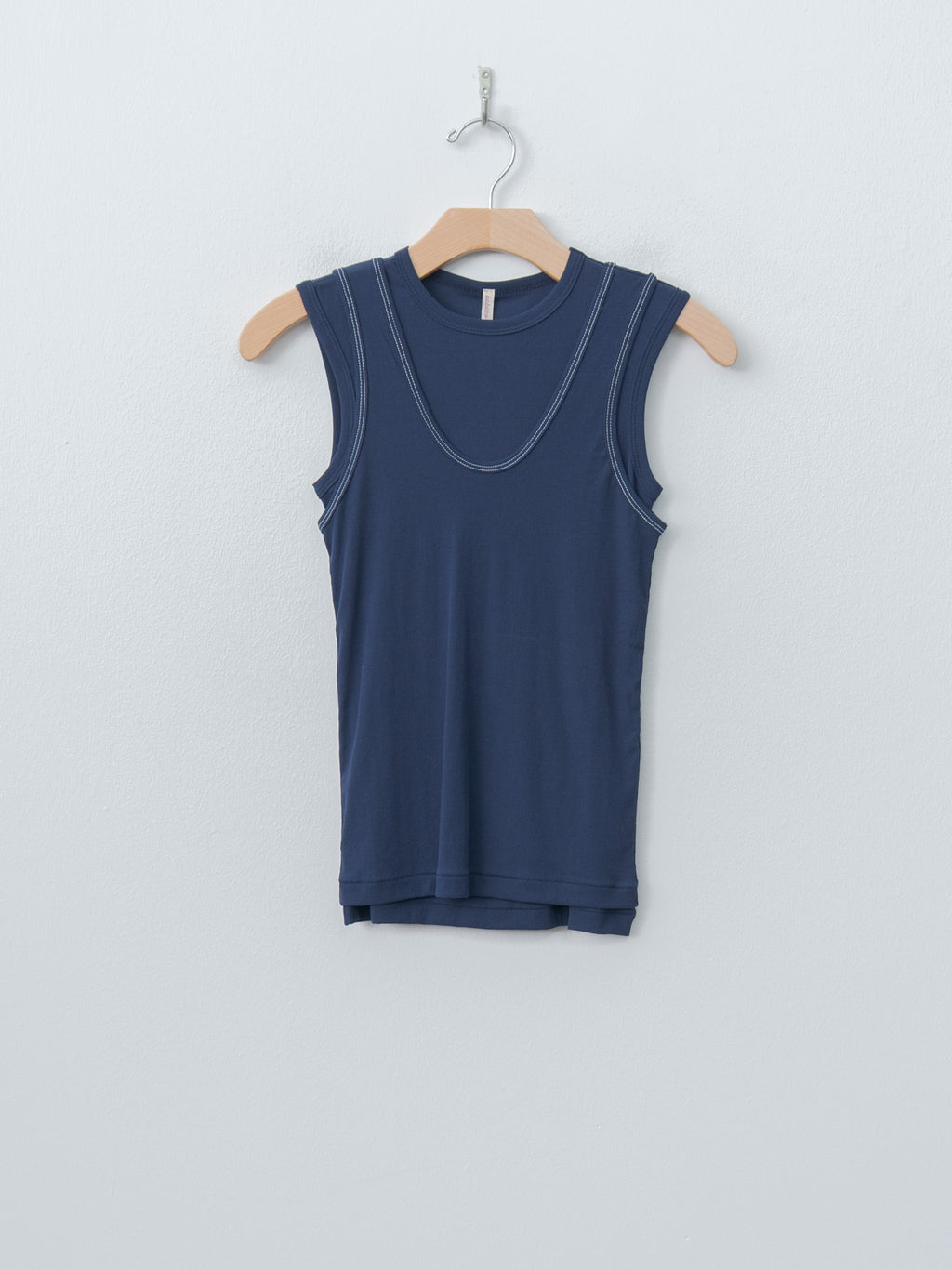 Namu Shop - Babaco Twisted Cotton Layered Sleeveless Top - Navy
