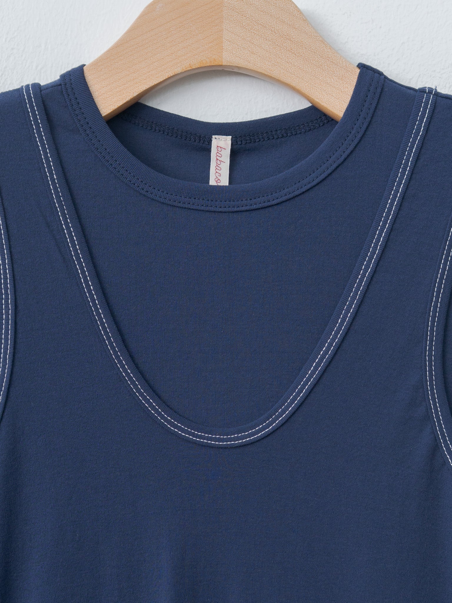 Namu Shop - Babaco Twisted Cotton Layered Sleeveless Top - Navy