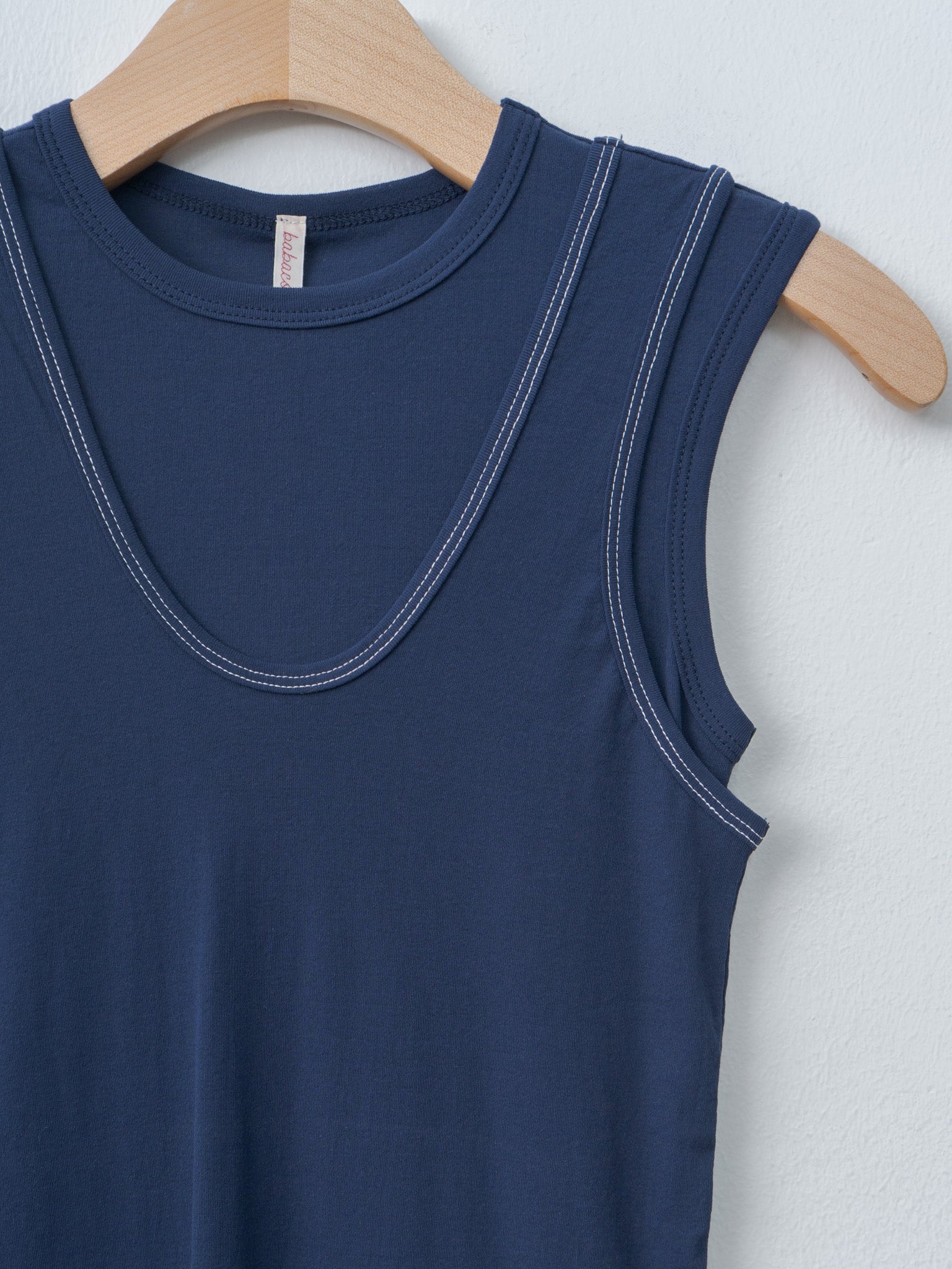 Namu Shop - Babaco Twisted Cotton Layered Sleeveless Top - Navy