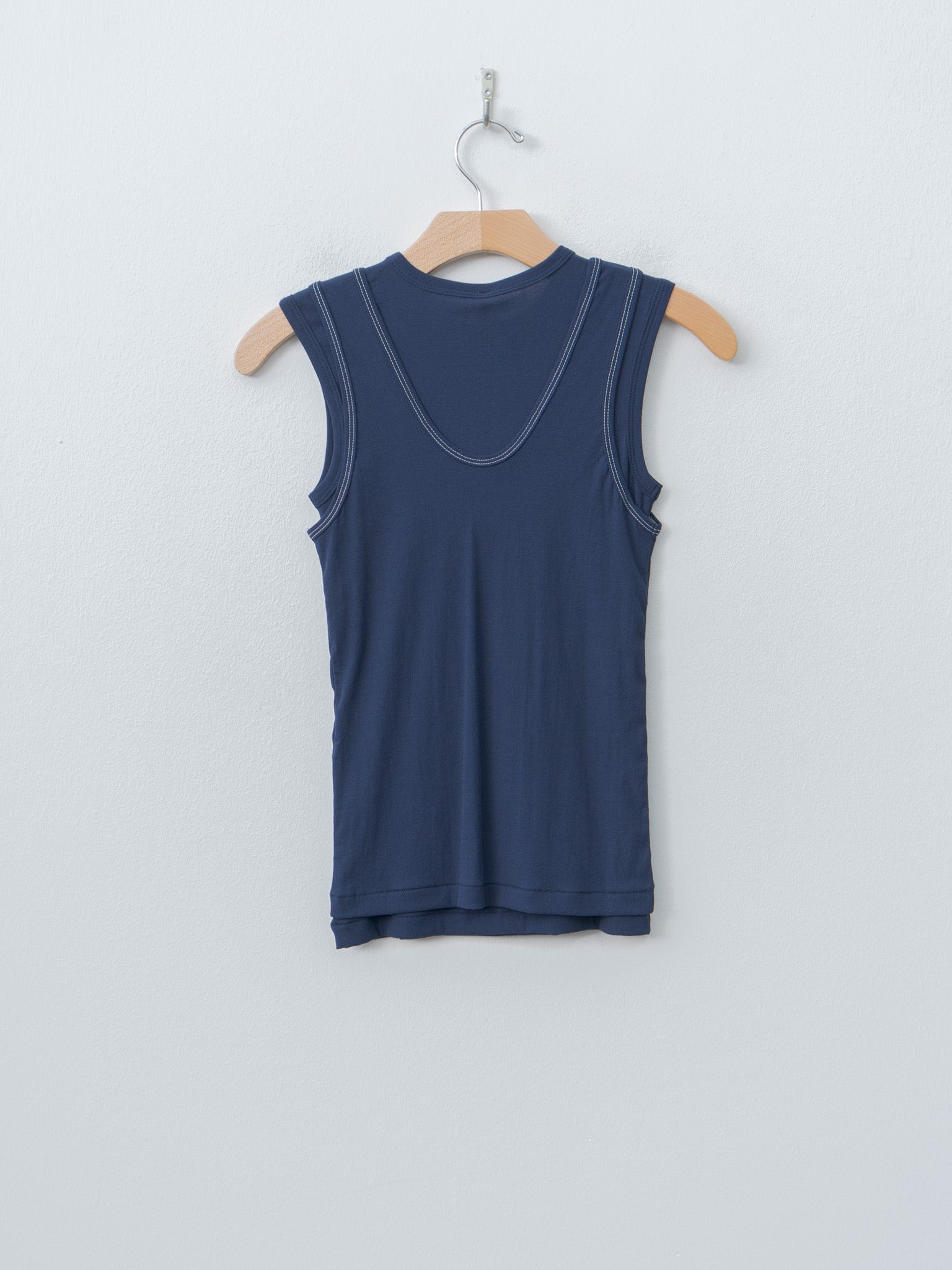 Namu Shop - Babaco Twisted Cotton Layered Sleeveless Top - Navy