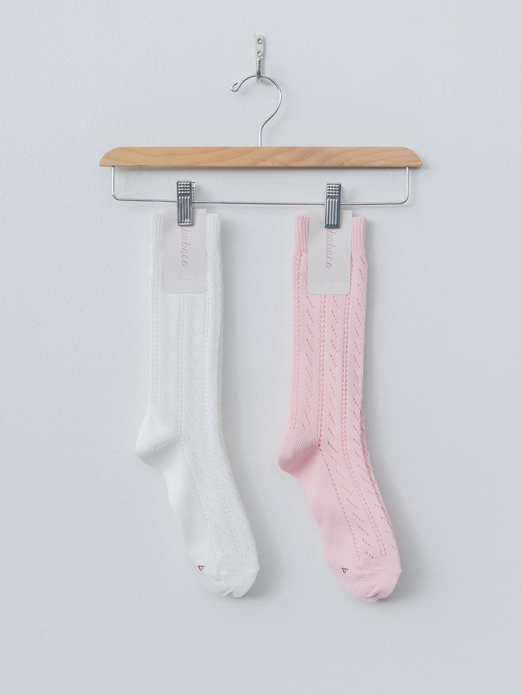 Namu Shop - Babaco Organic Cotton Eyelet Socks - White, Pink