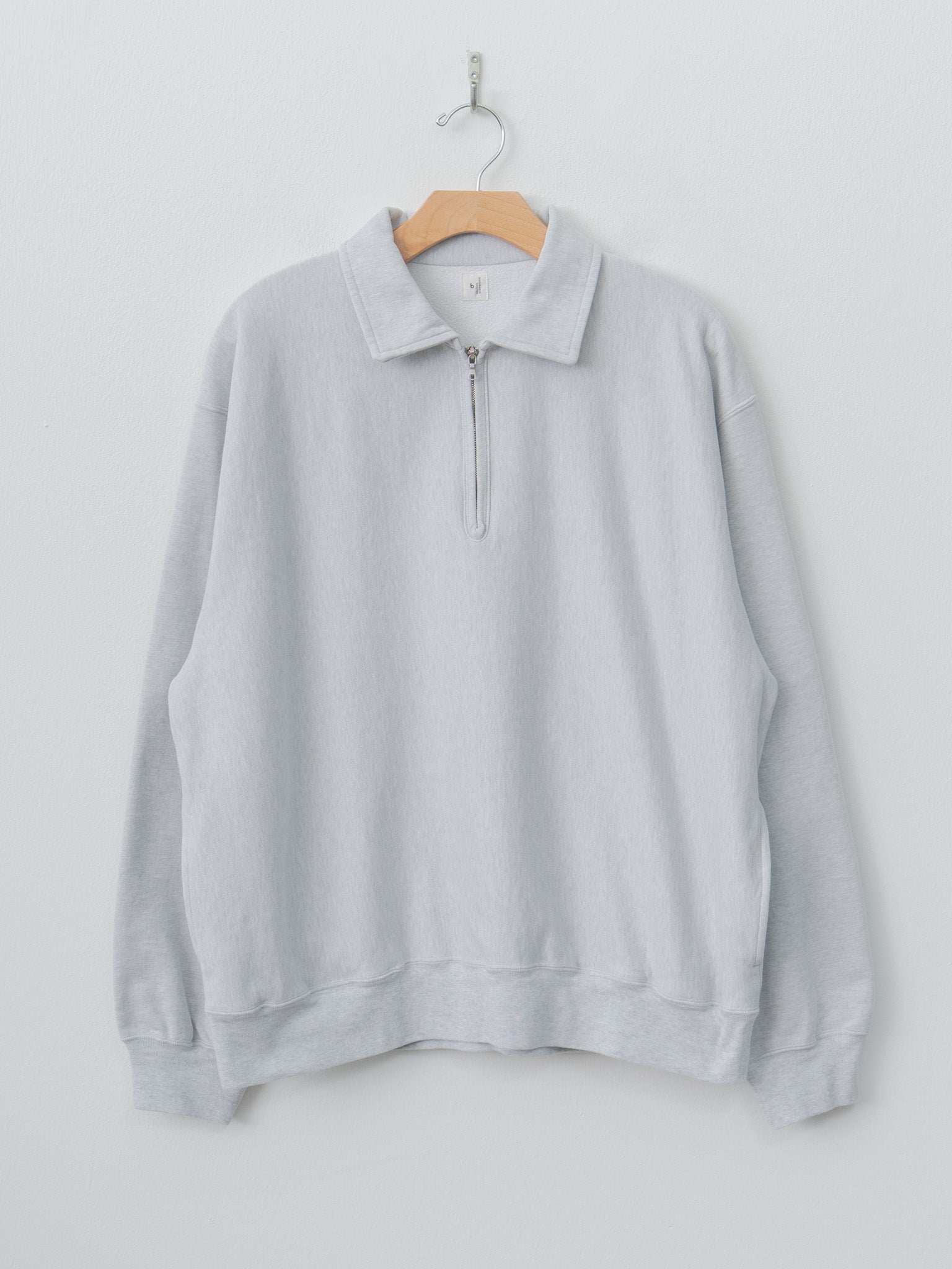 Namu Shop - Blurhms Thin-Sweat Half-Zip P/O - Heather White