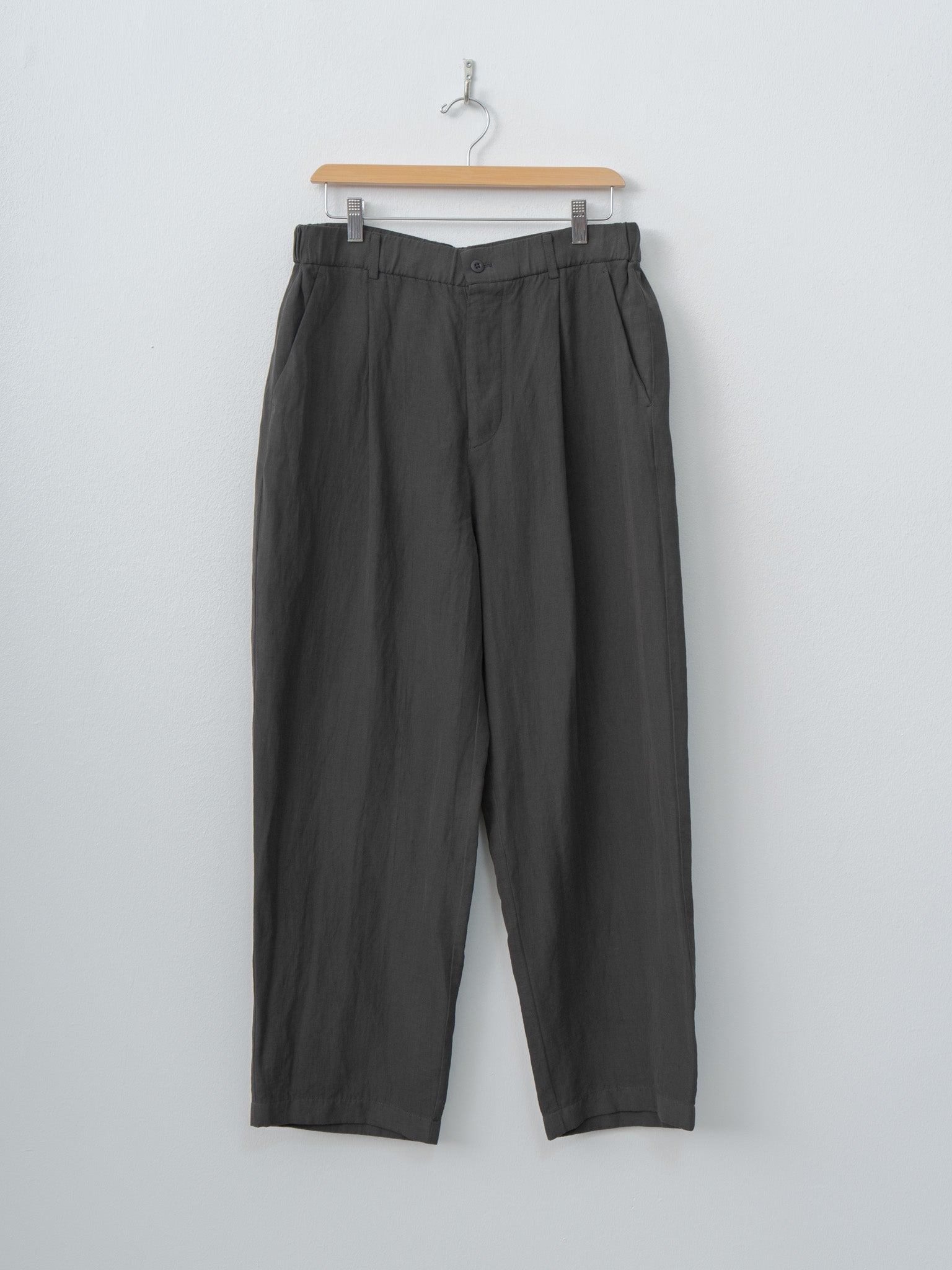 Namu Shop - Aton Cotton Linen Voile Loose Fit Pants - Charcoal Gray