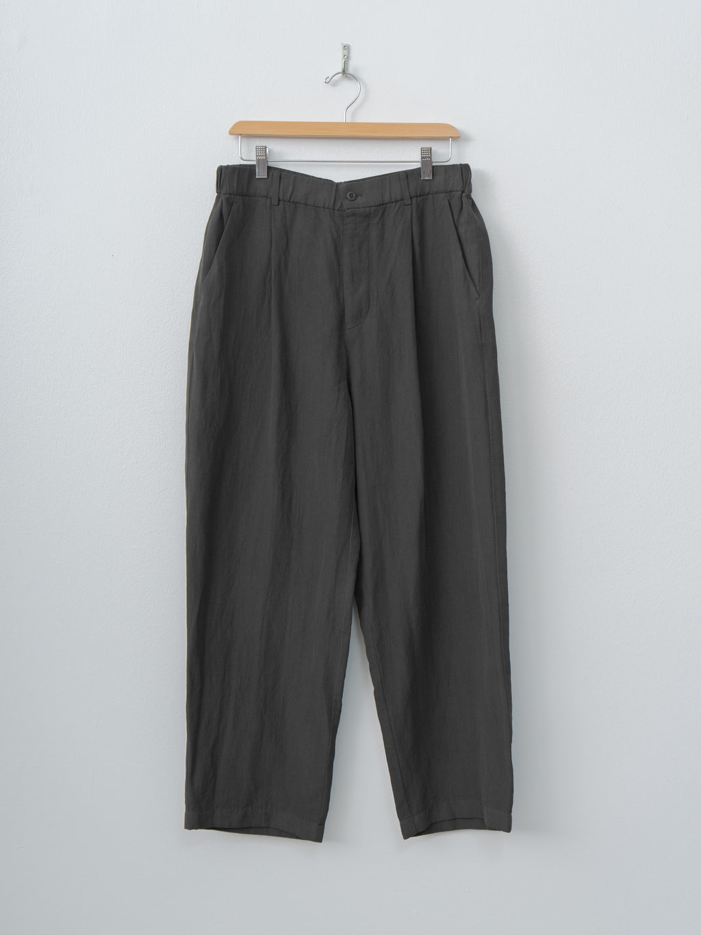Namu Shop - Aton Cotton Linen Voile Loose Fit Pants - Charcoal Gray