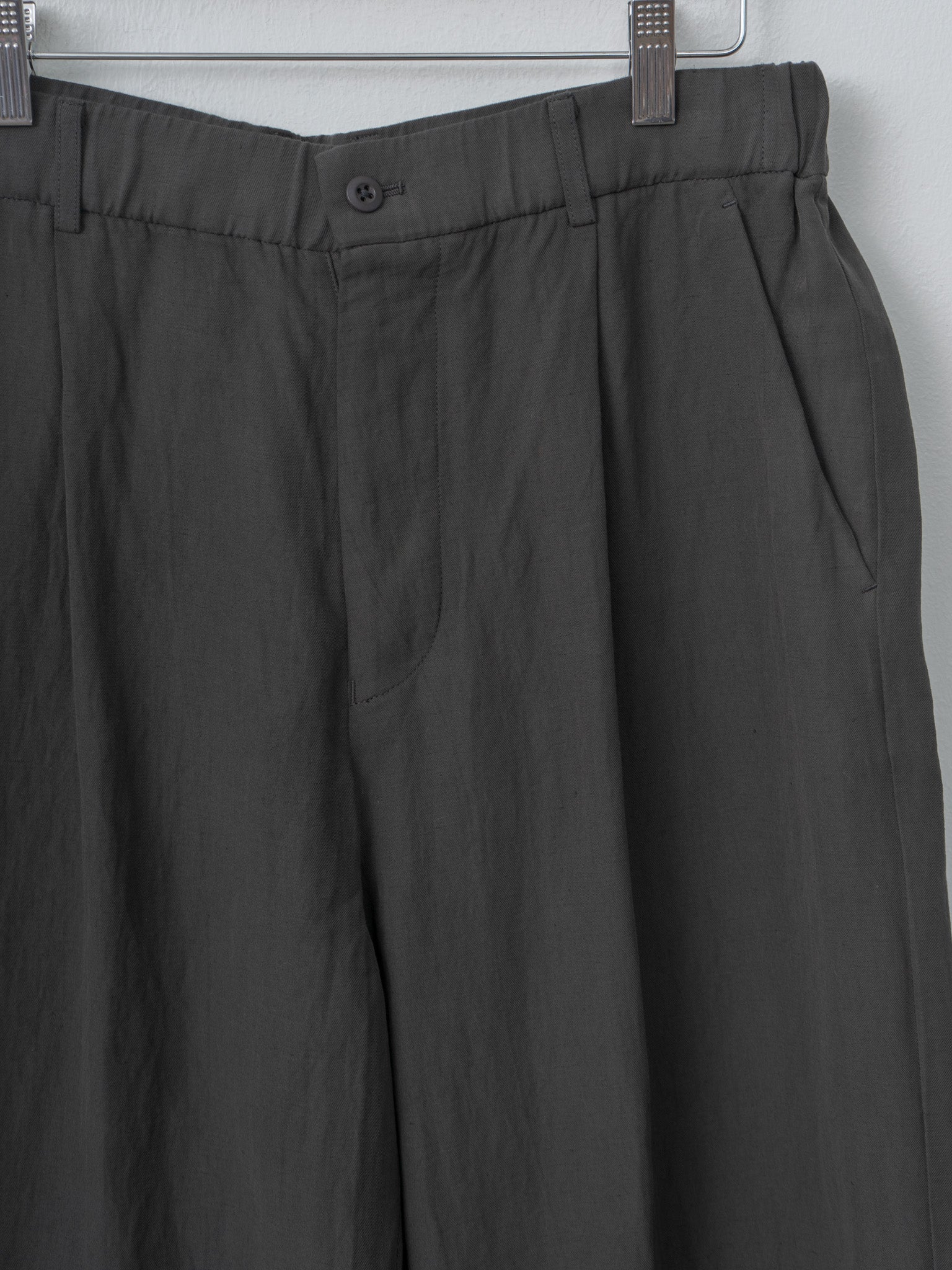 Namu Shop - Aton Cotton Linen Voile Loose Fit Pants - Charcoal Gray