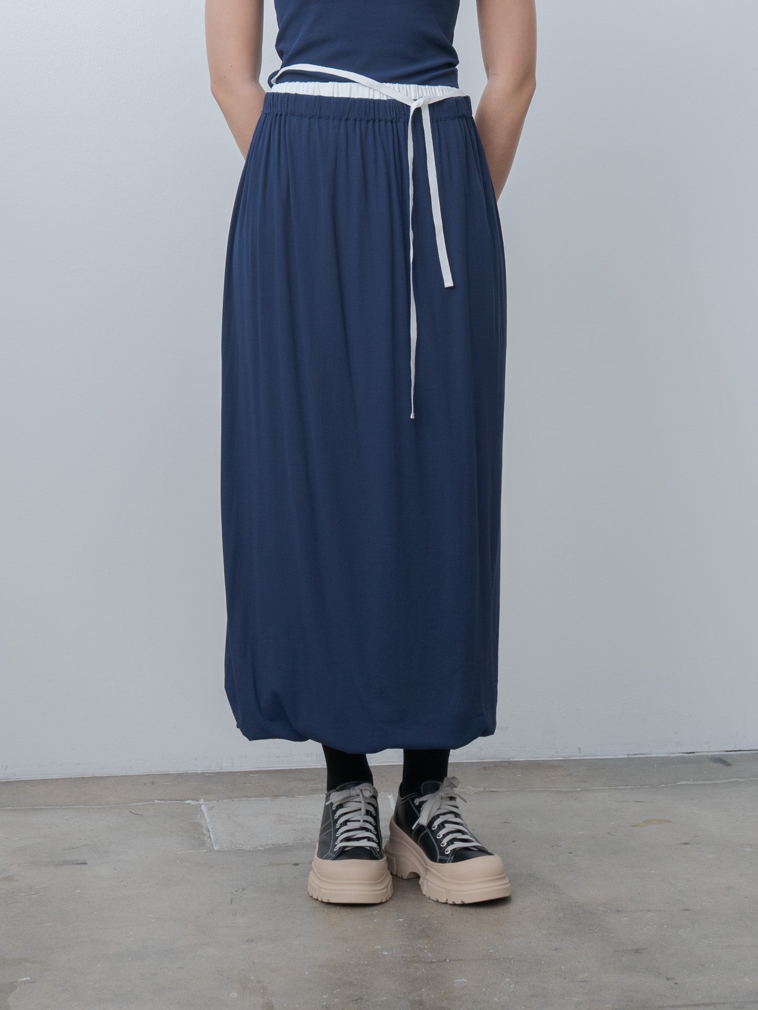 Namu Shop - Babaco Twisted Cotton Skirt - Navy
