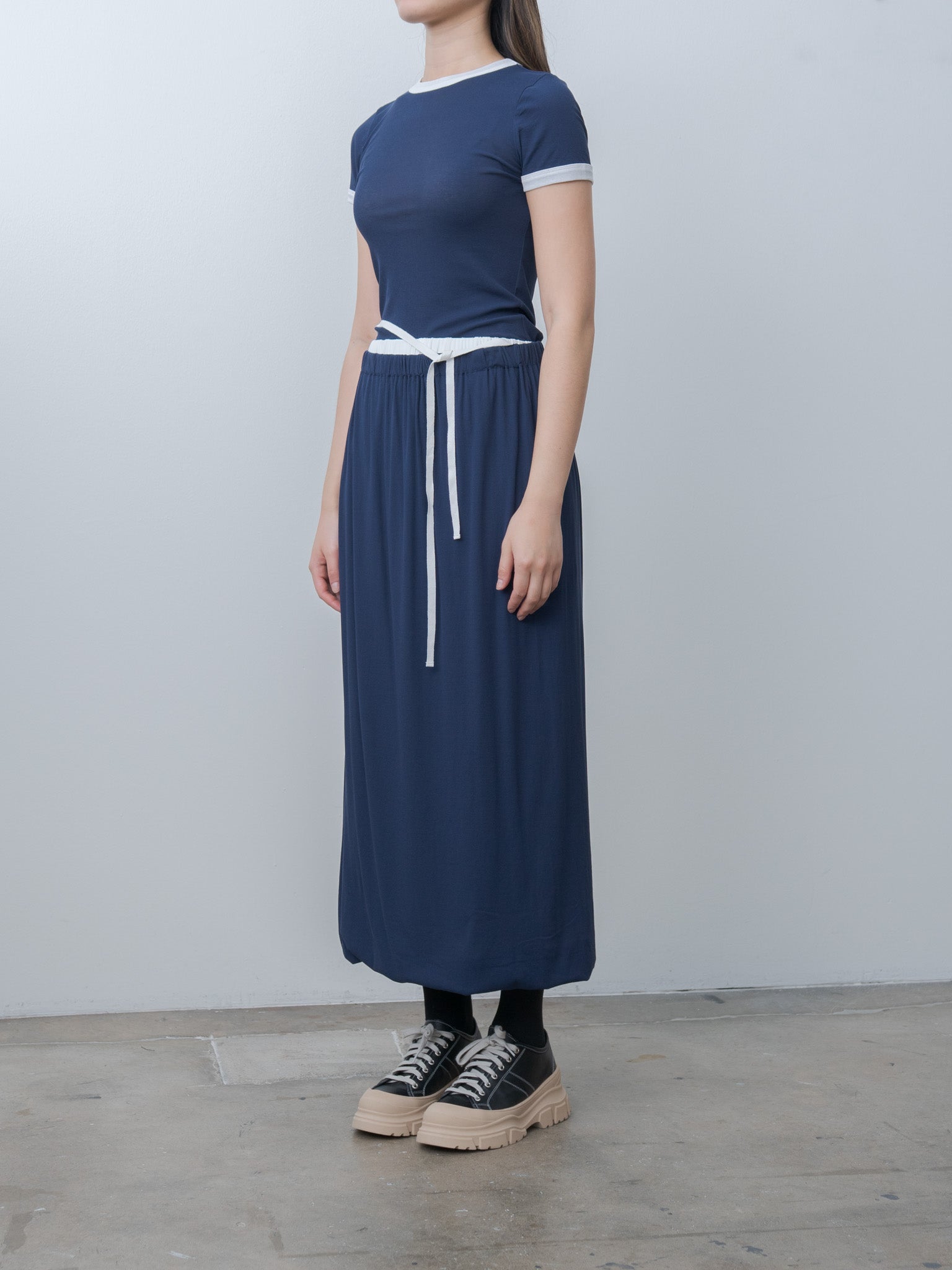 Namu Shop - Babaco Twisted Cotton Skirt - Navy