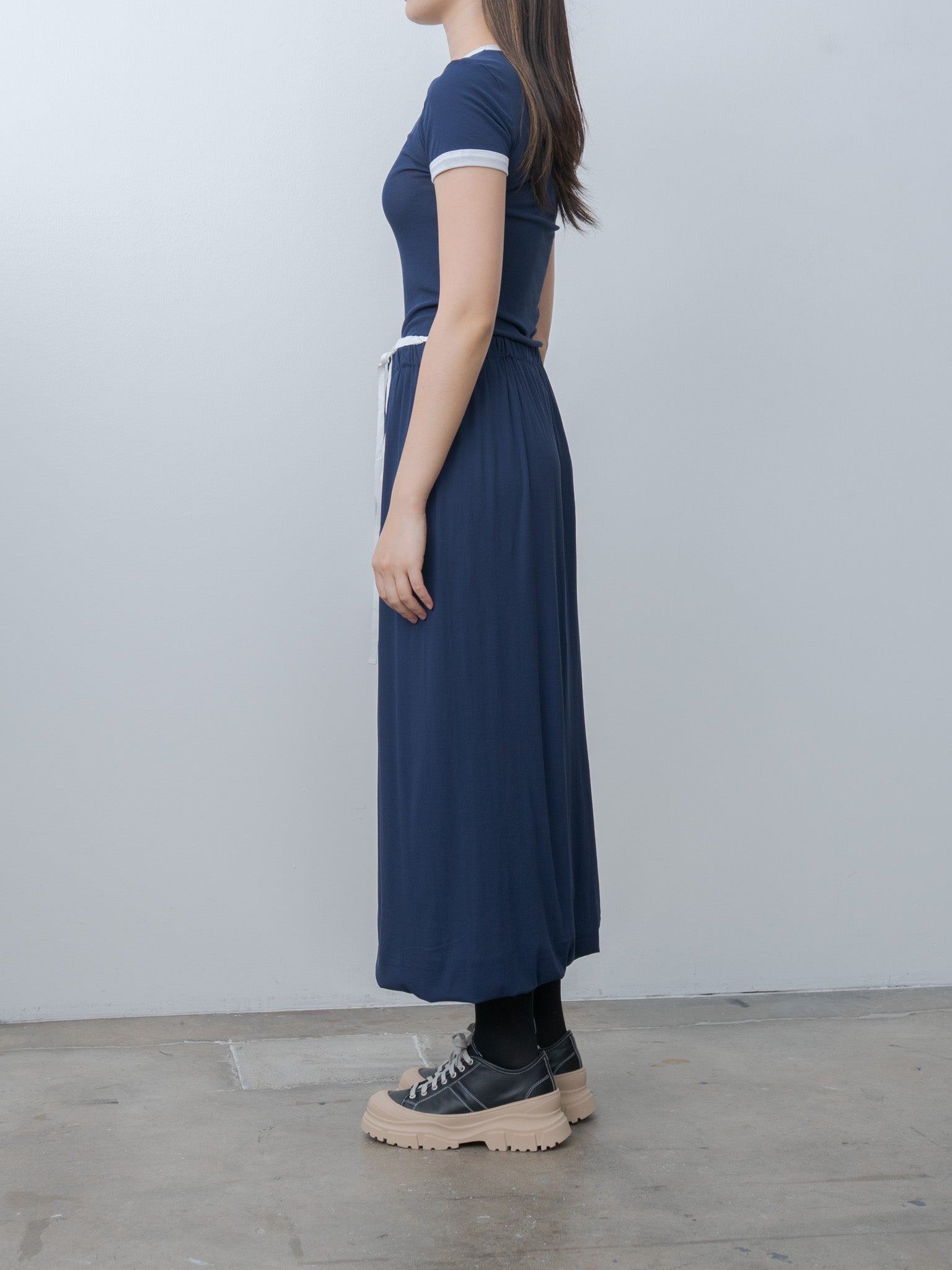 Namu Shop - Babaco Twisted Cotton Skirt - Navy