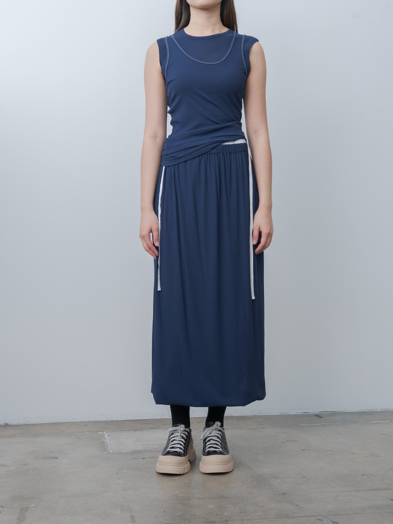 Namu Shop - Babaco Twisted Cotton Skirt - Navy